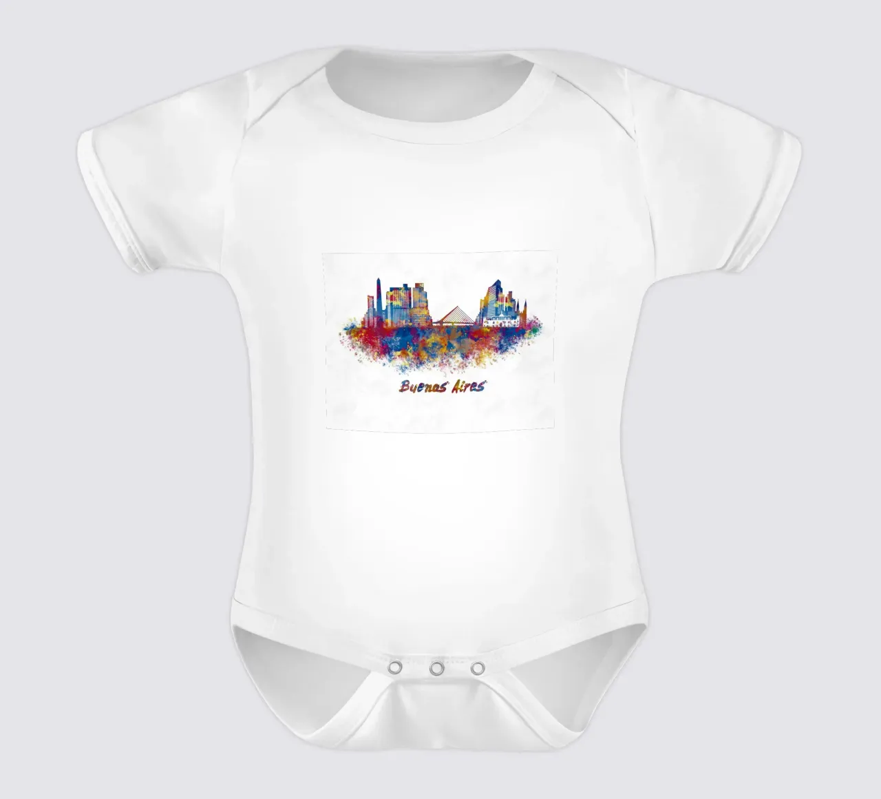 Lo skyline di Buenos Aires in acquerello body neonato maniche corte da 🎁 ARTVI-SHOP