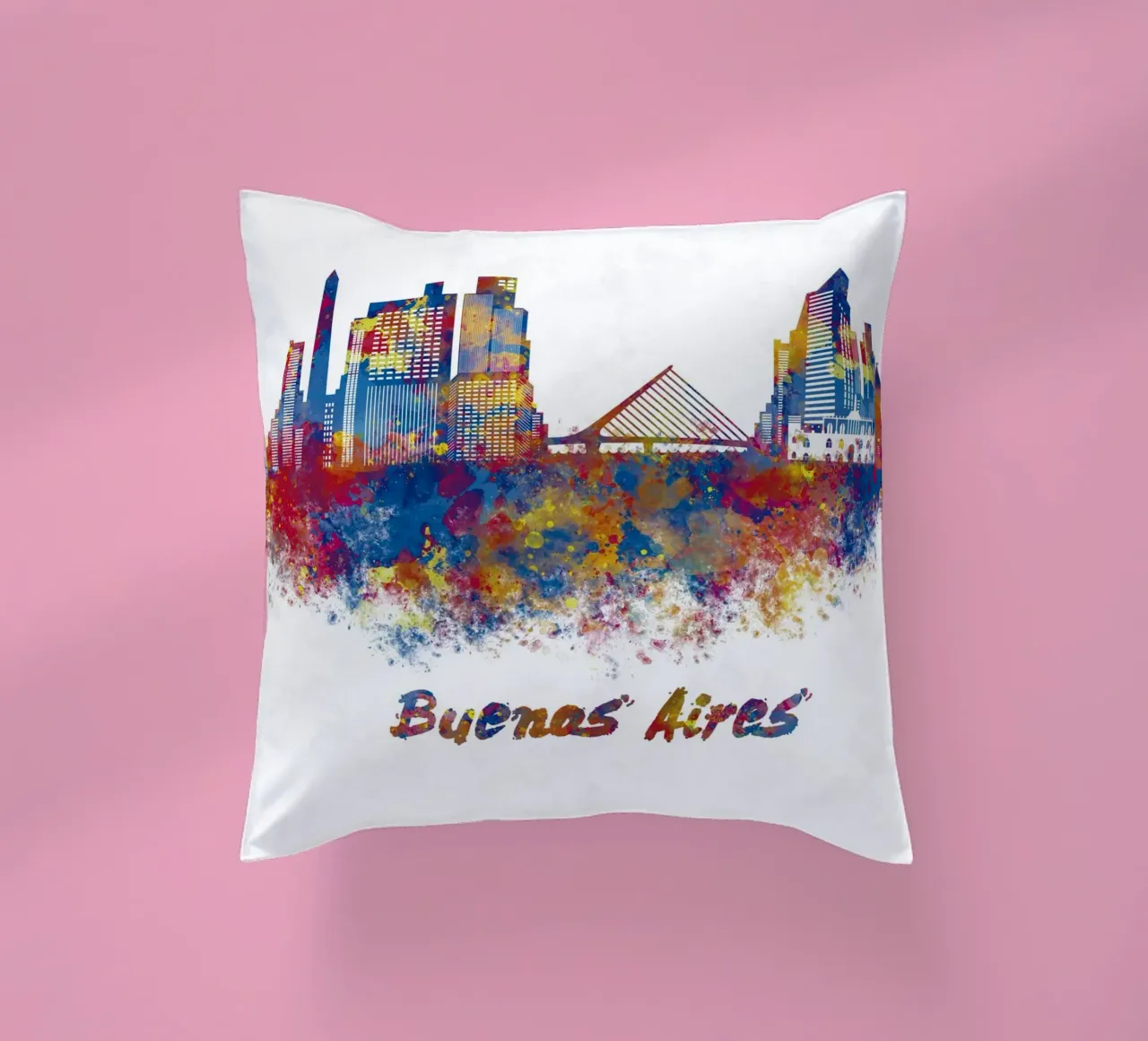 Lo skyline di Buenos Aires in acquerello cuscino da 🎁 ARTVI-SHOP
