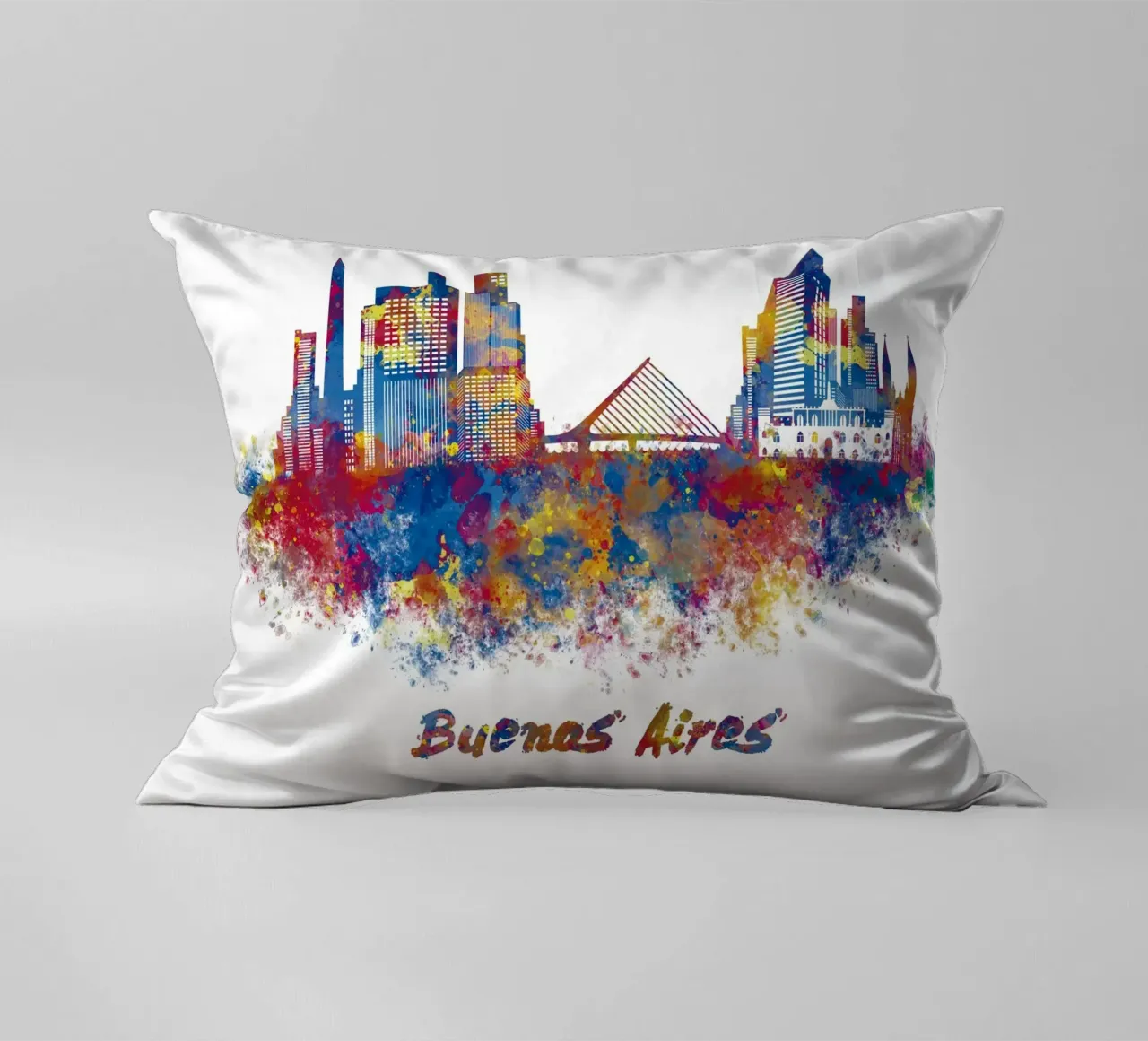 Lo skyline di Buenos Aires in acquerello cuscino da 🎁 ARTVI-SHOP
