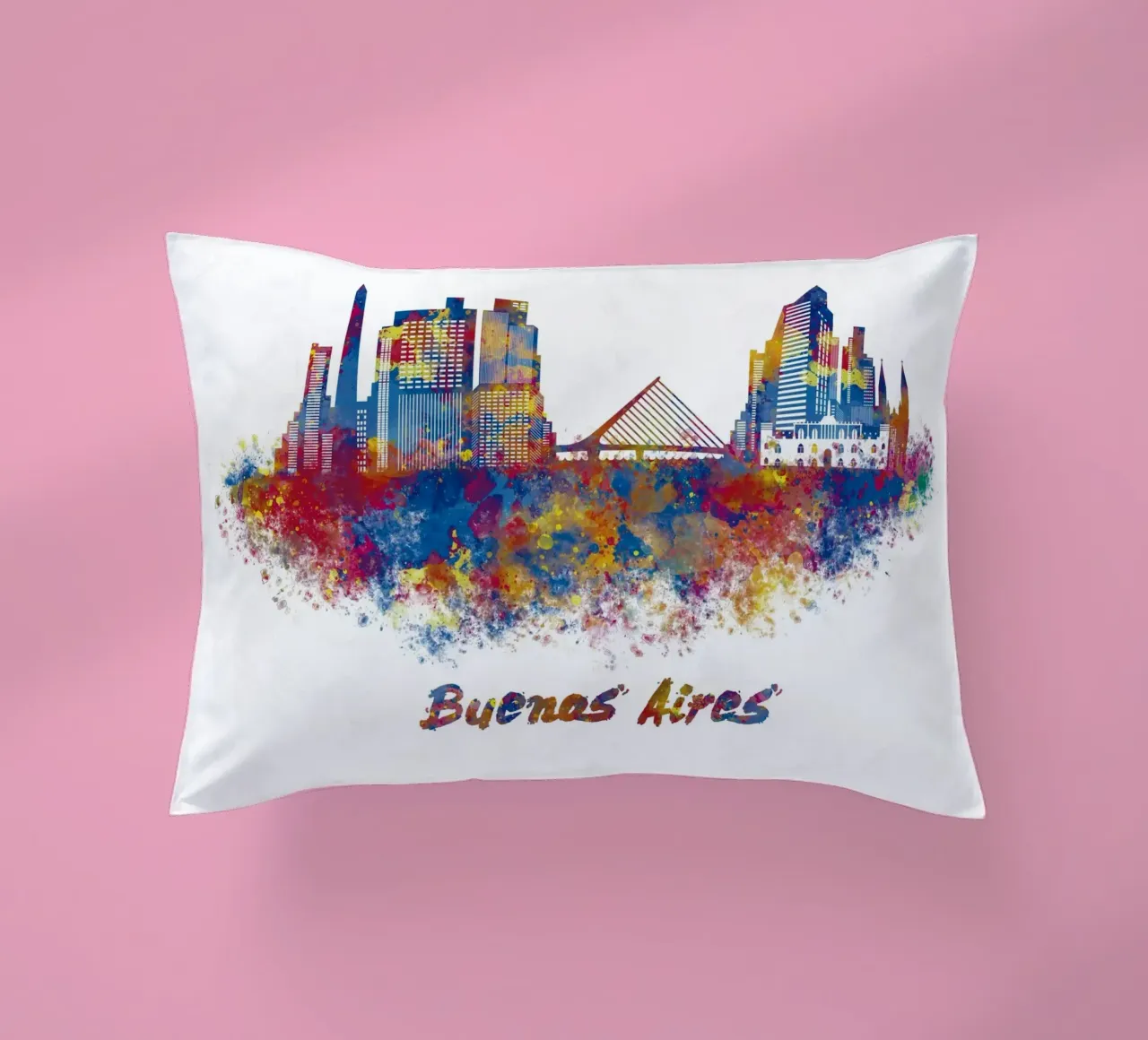 Lo skyline di Buenos Aires in acquerello cuscino da 🎁 ARTVI-SHOP