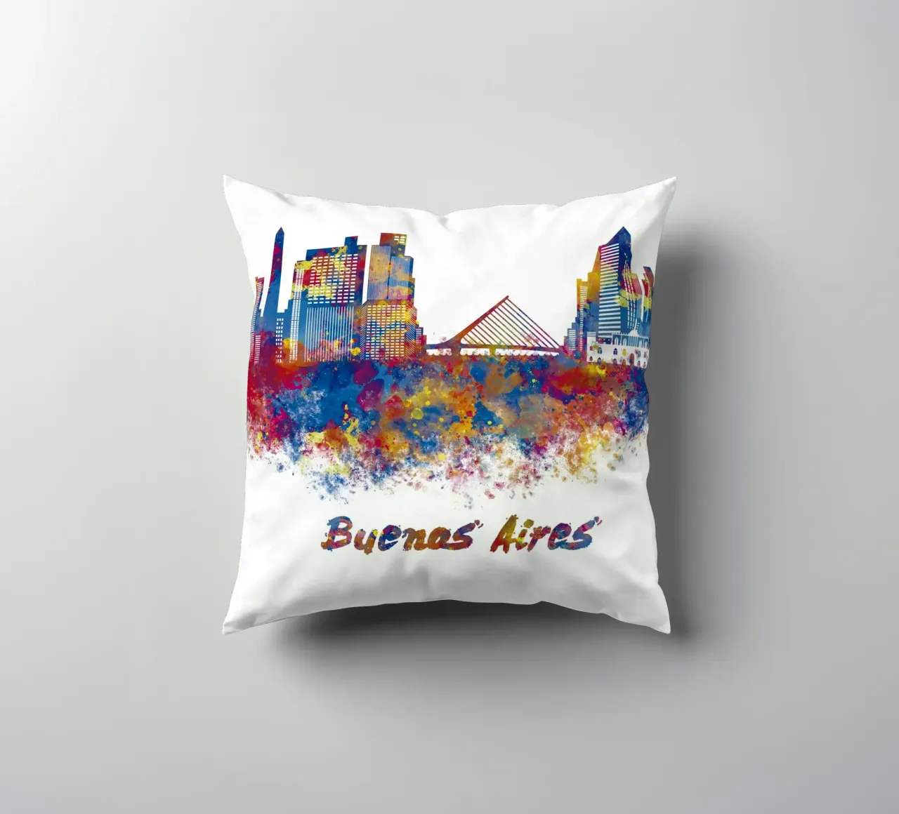 Lo skyline di Buenos Aires in acquerello cuscino da 🎁 ARTVI-SHOP