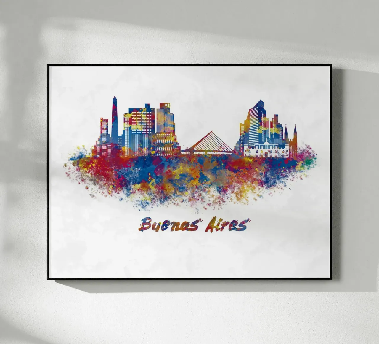 Buenos Aires skyline in watercolor acrylic glass by 🎁 ARTVI-SHOP