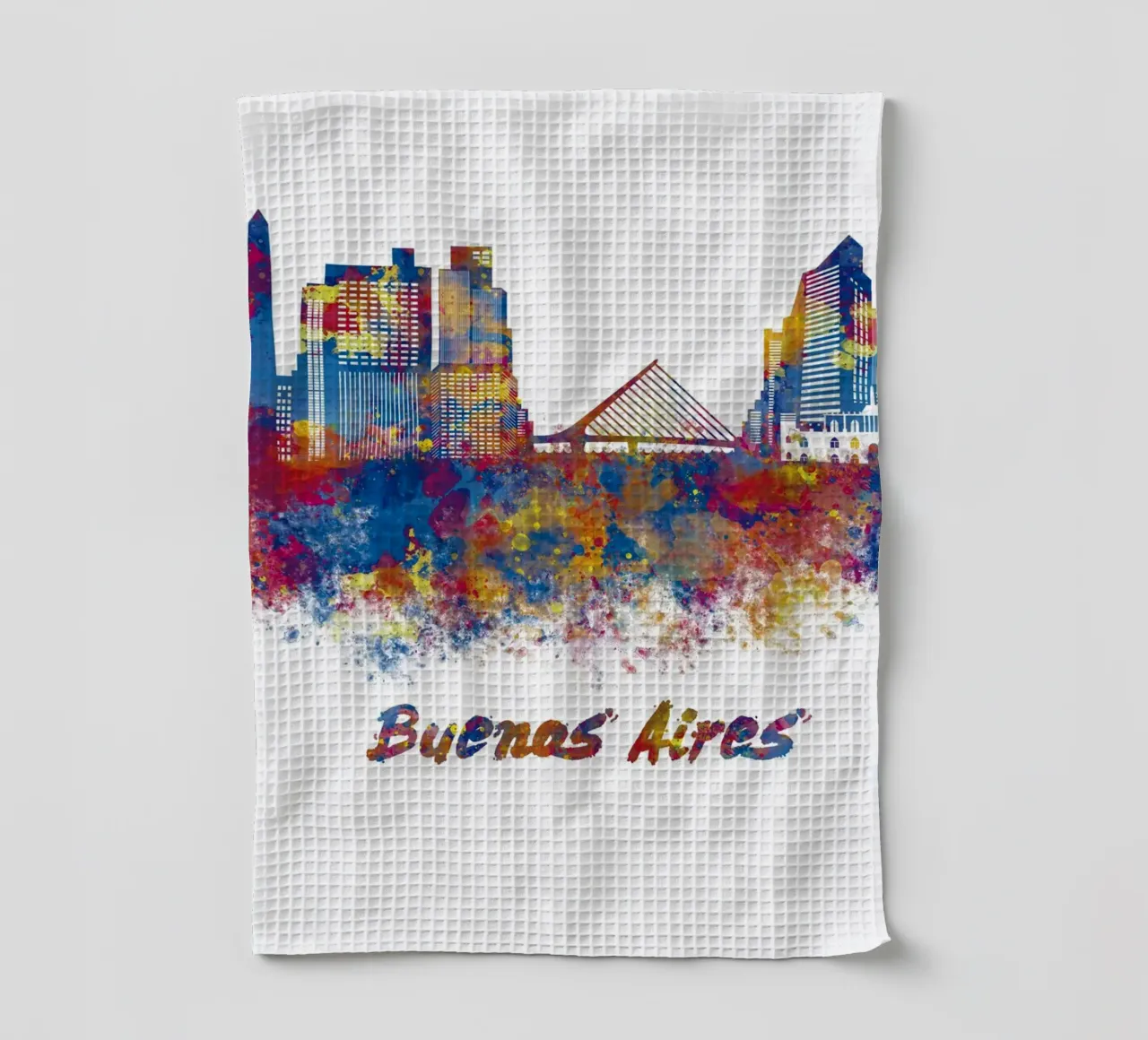 Lo skyline di Buenos Aires in acquerello canovaccio da cucina da 🎁 ARTVI-SHOP