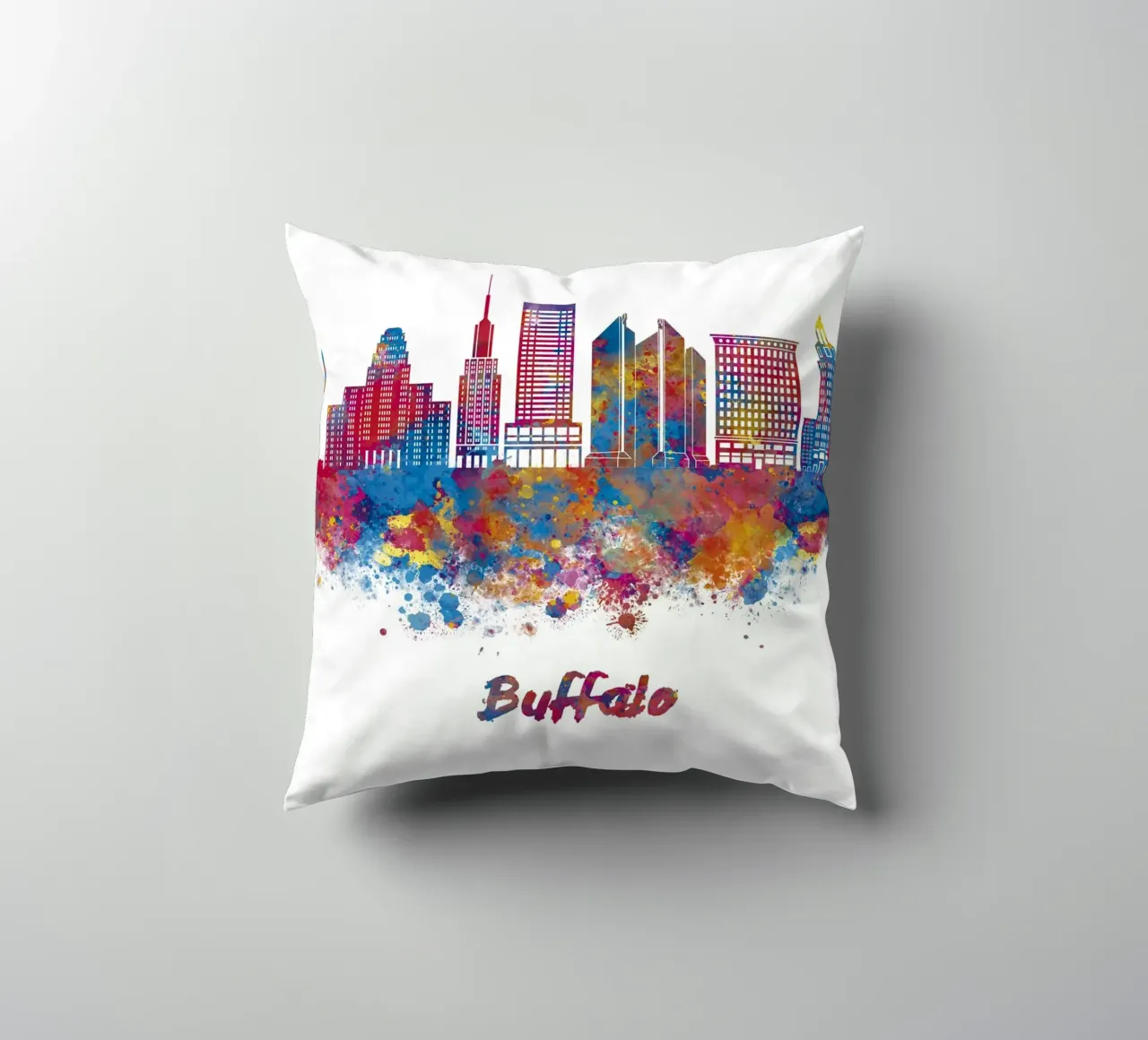 Lo skyline di Buffalo in acquerello cuscino da ARTVI-SHOP