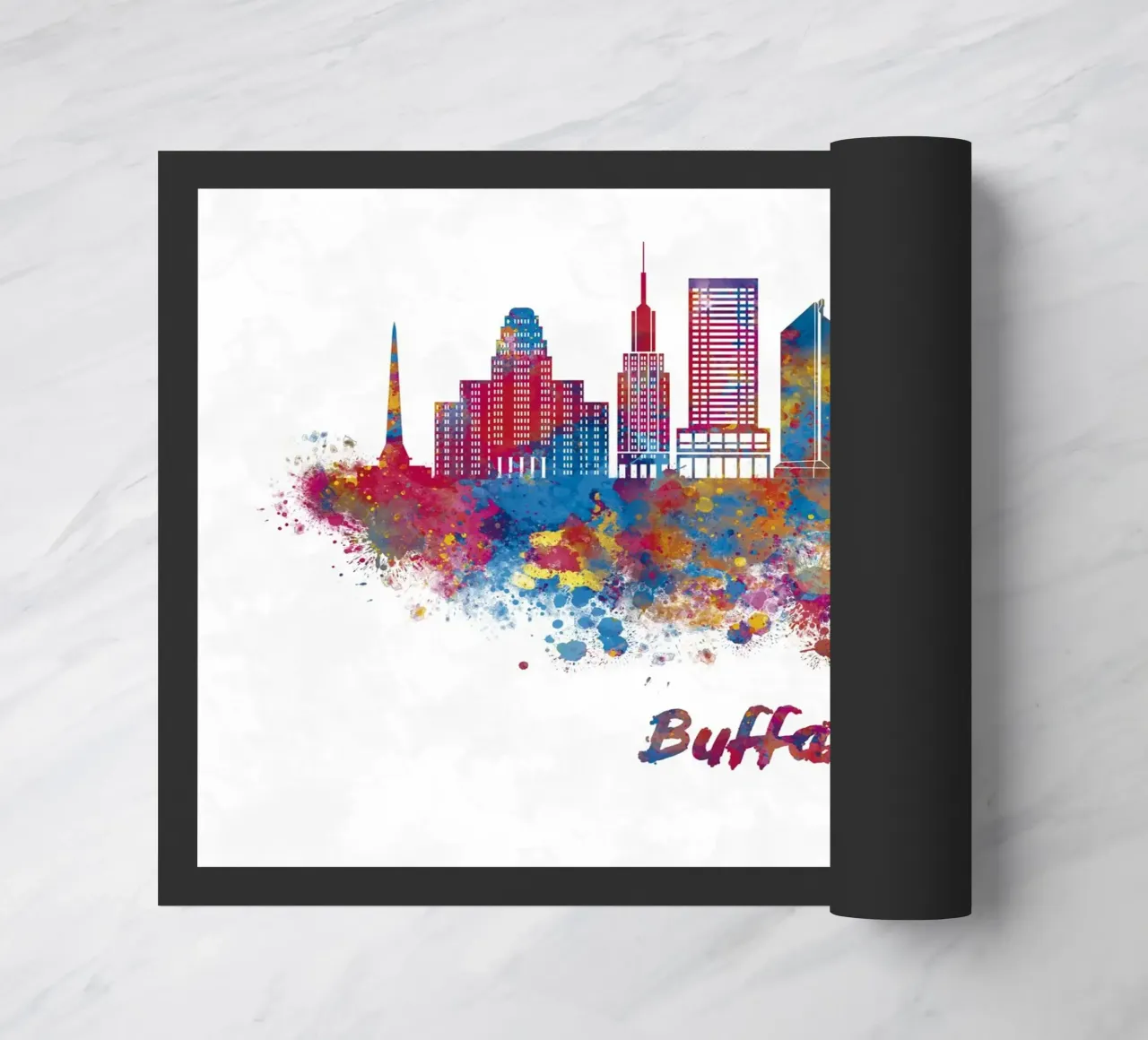 Lo skyline di Buffalo in acquerello zerbino da ARTVI-SHOP