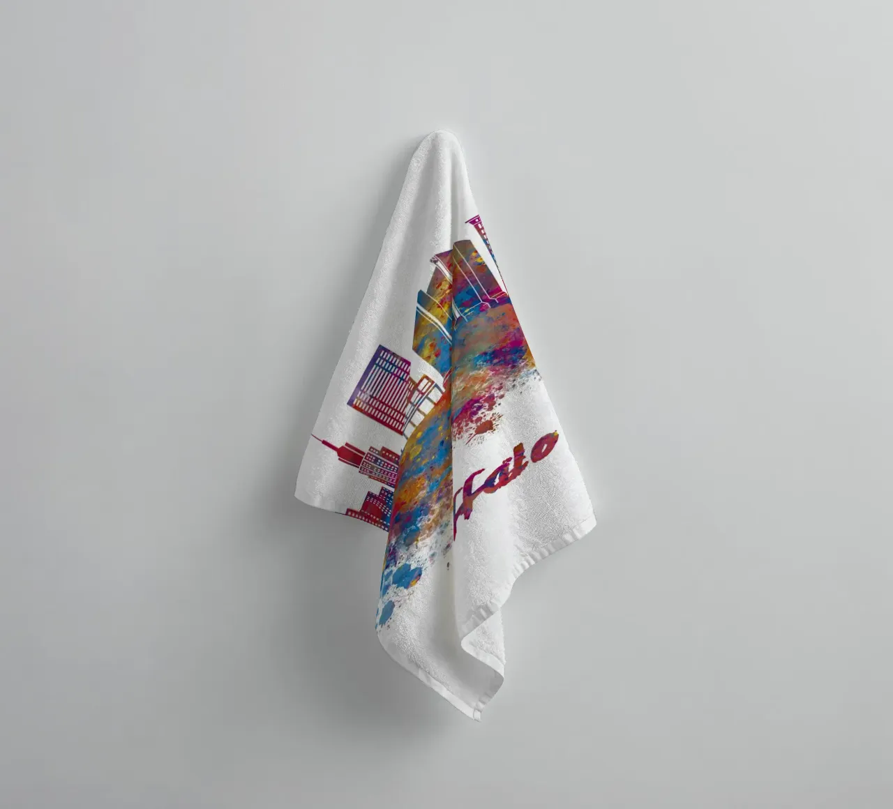 Buffalo skyline in watercolor towel by 🎁 ARTVI-SHOP