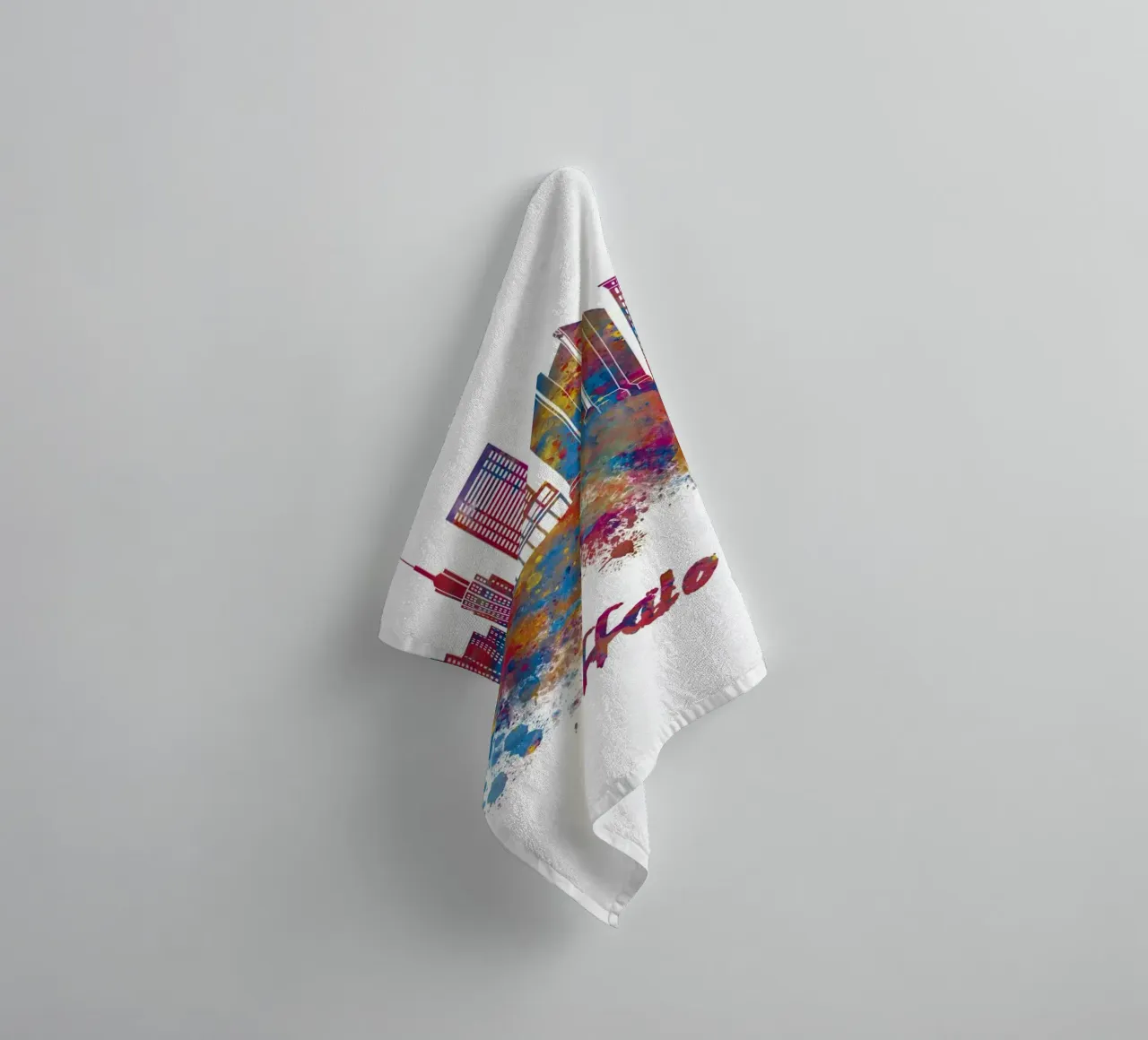 Buffalo skyline in watercolor towel by 🎁 ARTVI-SHOP