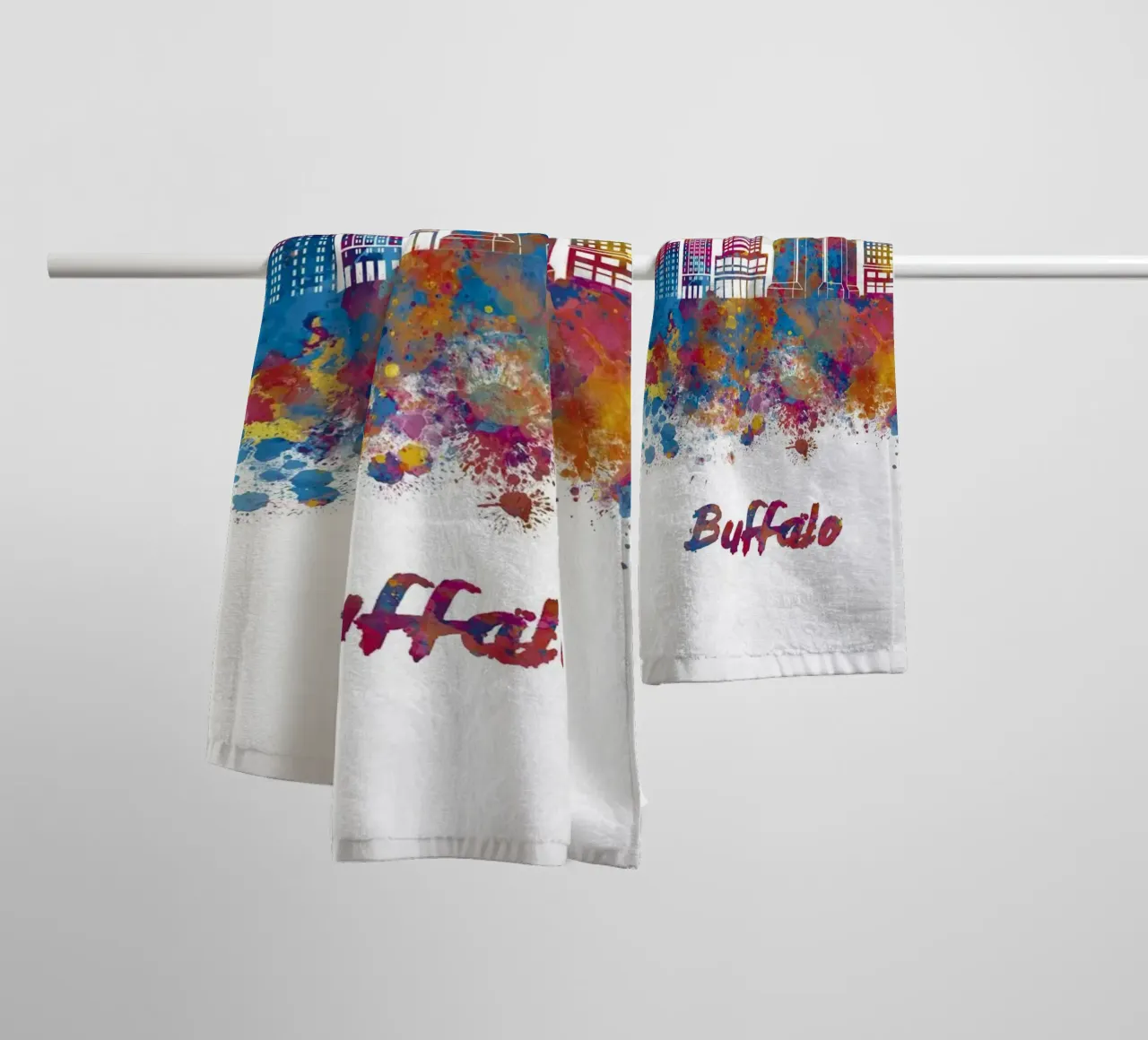 Buffalo skyline in watercolor towel by 🎁 ARTVI-SHOP