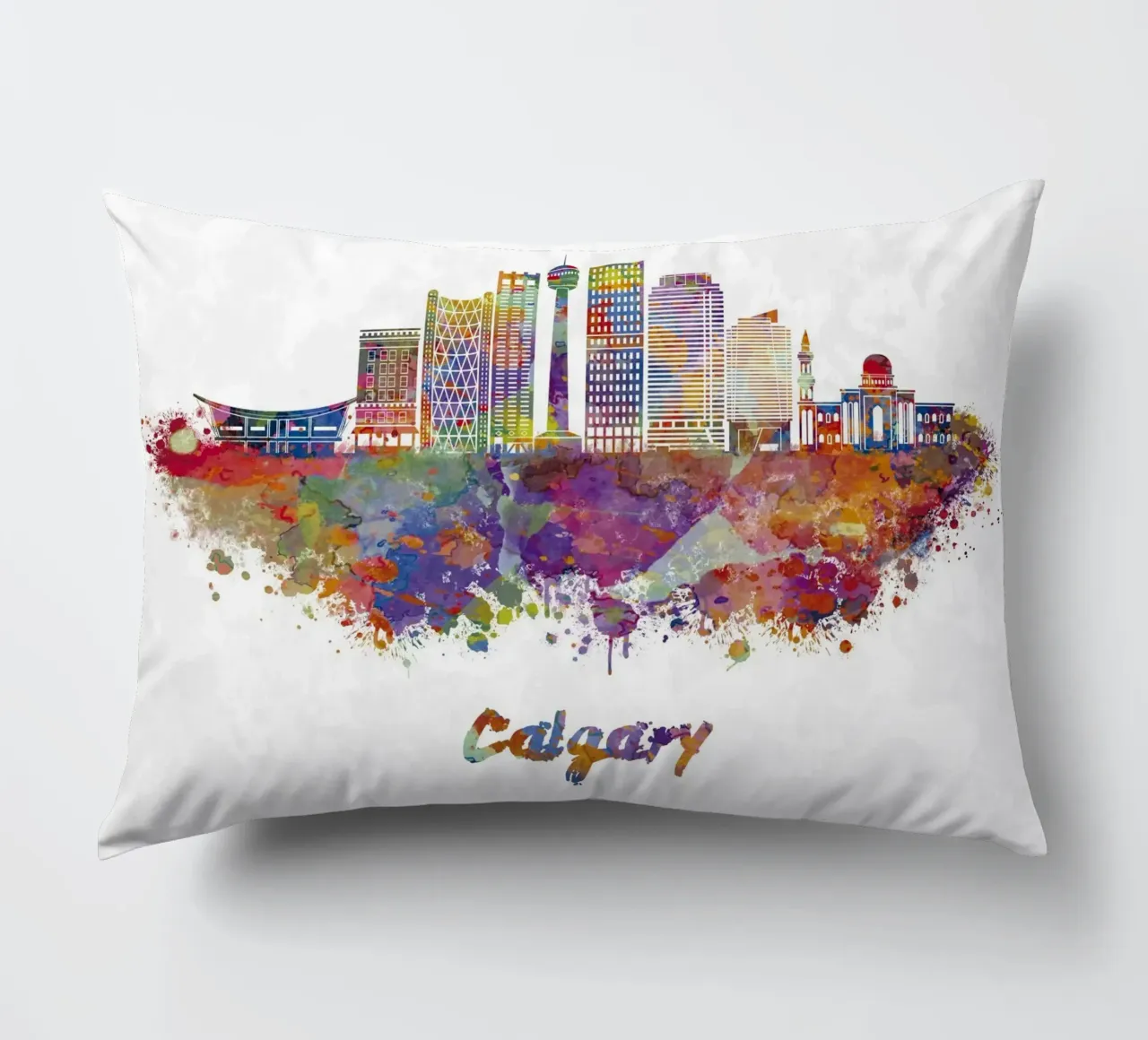 Lo skyline di Calgary in acquerello cuscino da ARTVI-SHOP