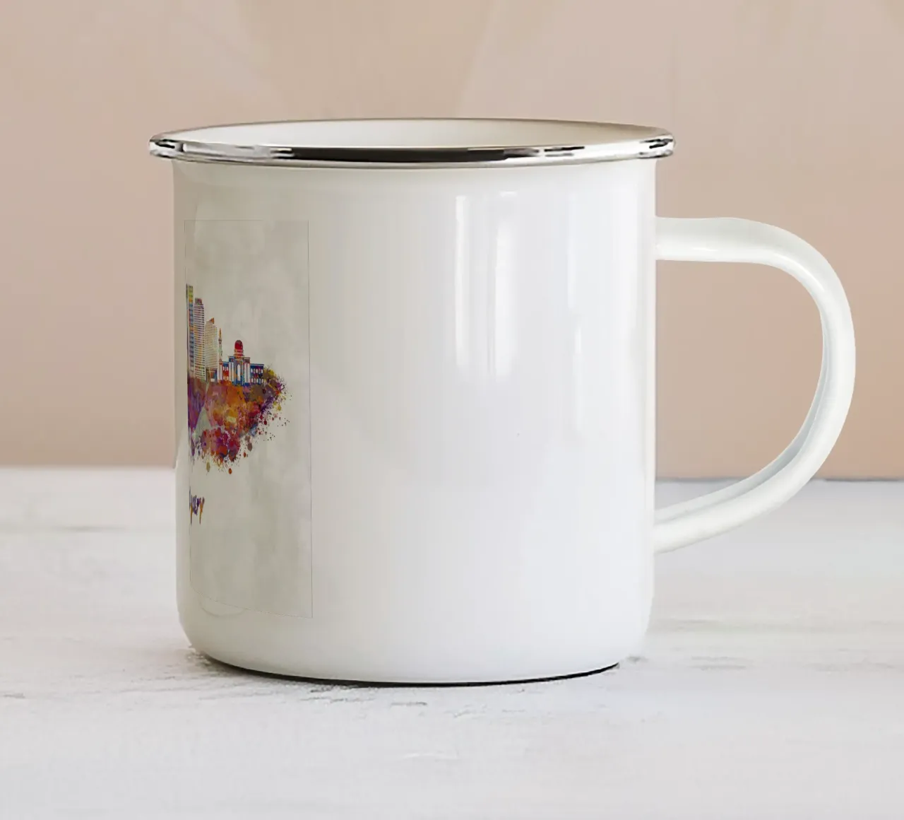 Lo skyline di Calgary in acquerello tazza in smalto da ARTVI-SHOP