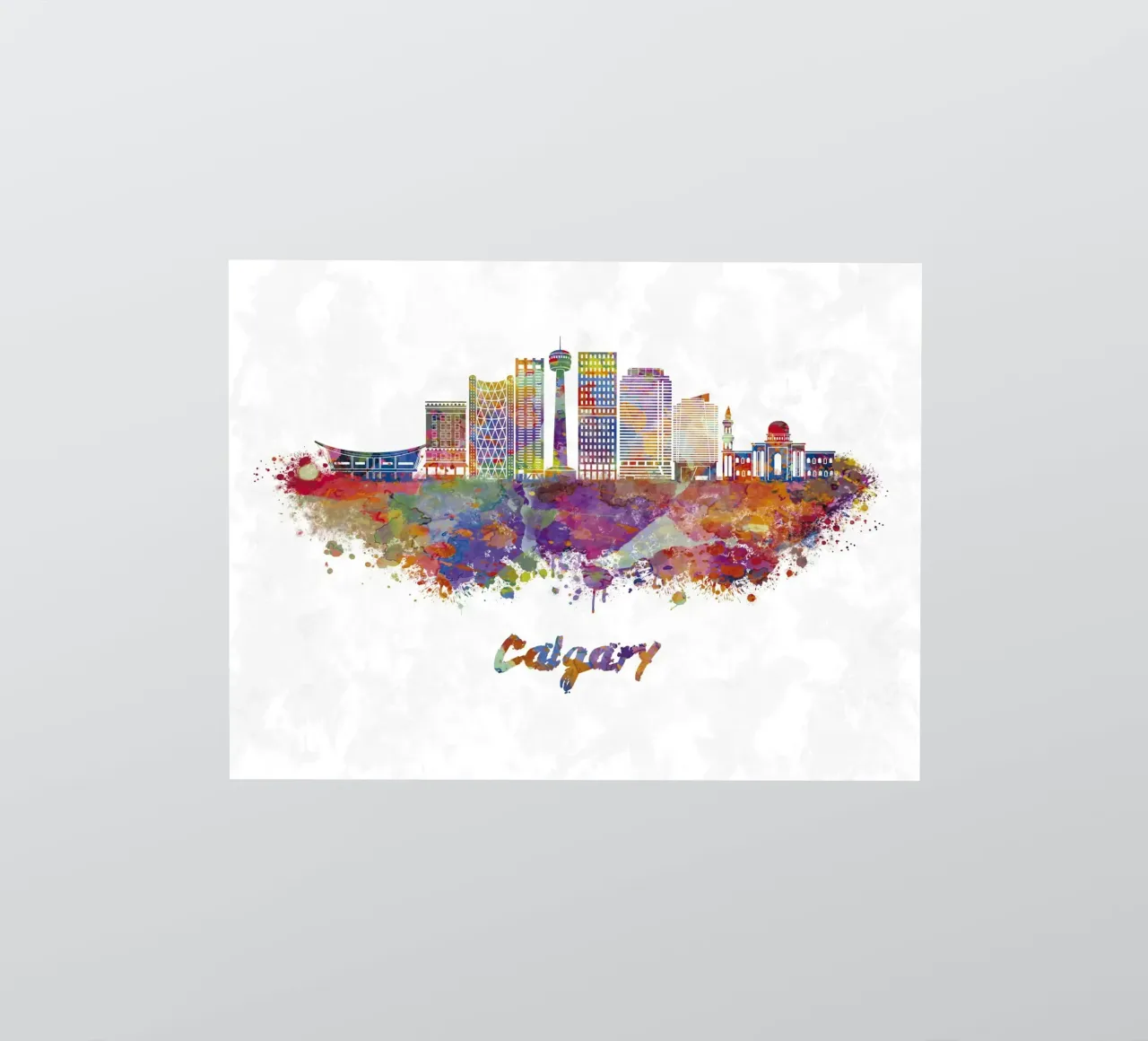 Calgary skyline in watercolor sticker by 🎁 ARTVI-SHOP