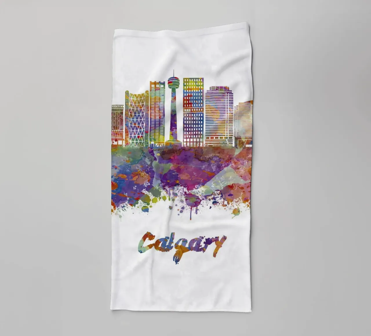 Lo skyline di Calgary in acquerello asciugamano da bagno da ARTVI-SHOP