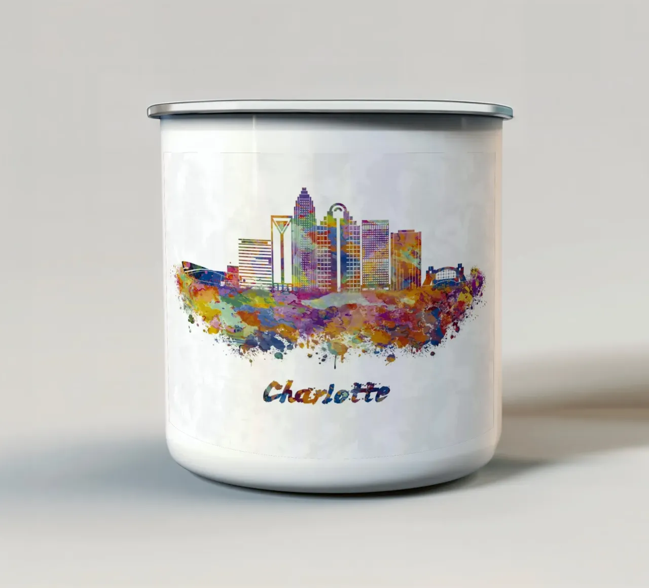 Lo skyline di Charlotte in acquerello tazza in smalto da ARTVI-SHOP