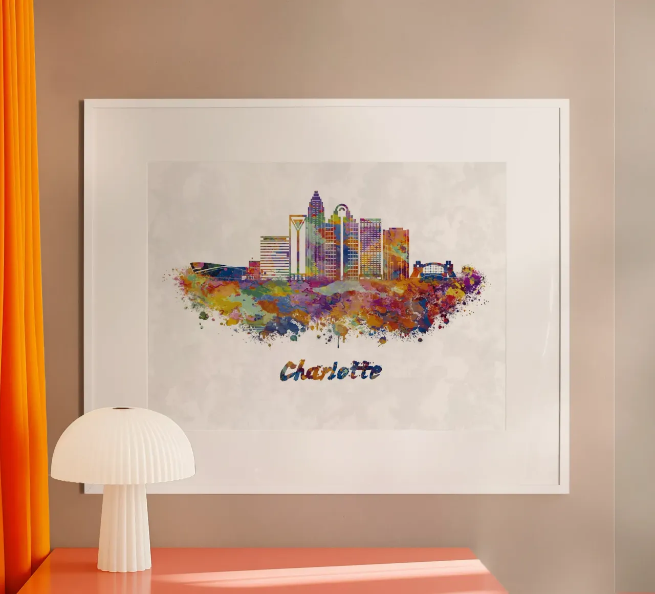 Lo skyline di Charlotte in acquerello poster da 🎁 ARTVI-SHOP