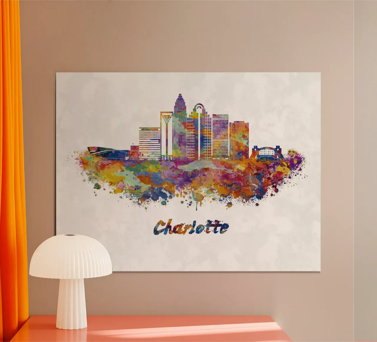 Lo skyline di Charlotte in acquerello poster da 🎁 ARTVI-SHOP