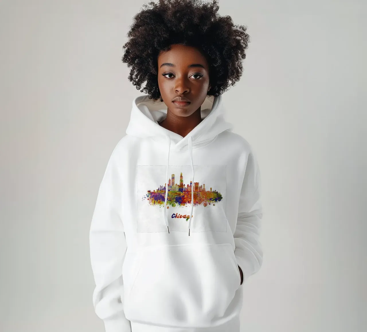Lo skyline di Chicago in acquerello felpa con cappuccio da ARTVI-SHOP