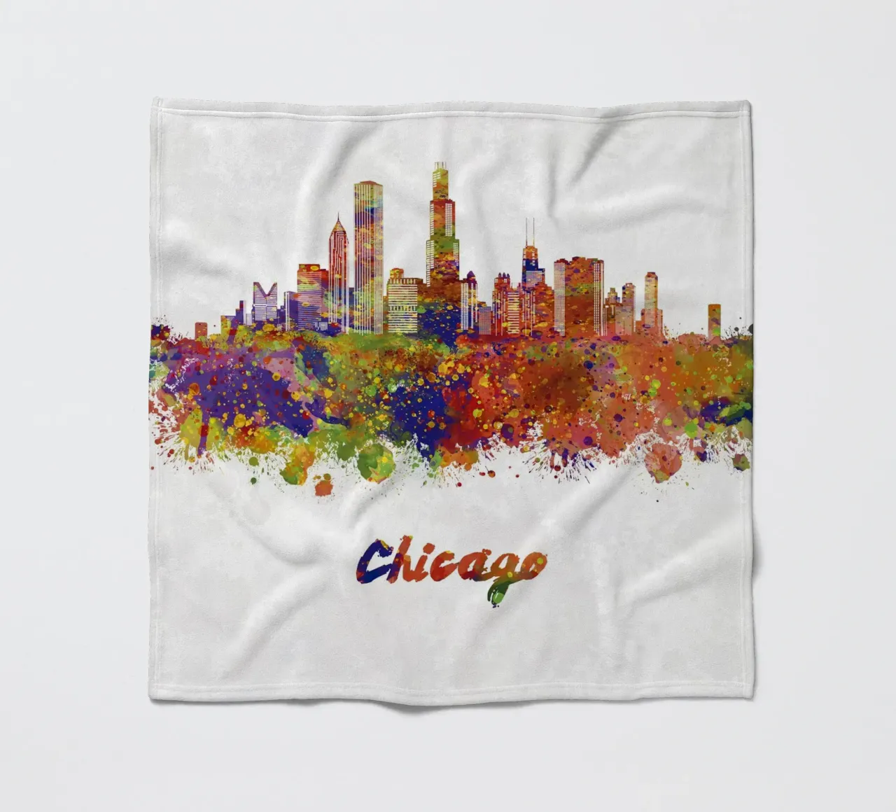 Lo skyline di Chicago in acquerello coperta in pile da 🎁 ARTVI-SHOP
