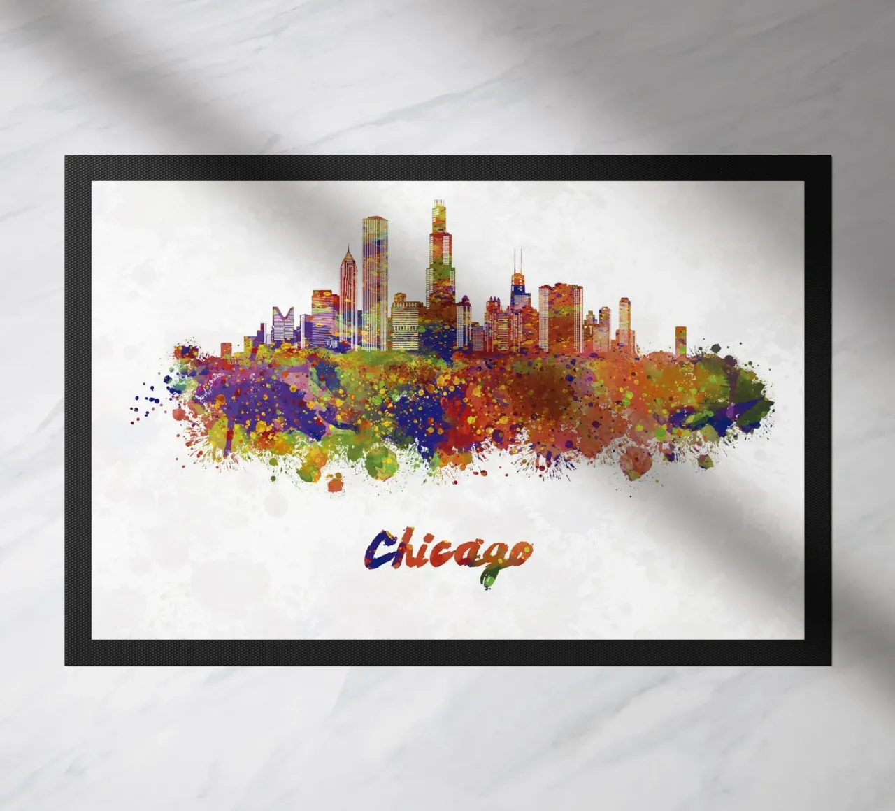 Lo skyline di Chicago in acquerello zerbino da 🎁 ARTVI-SHOP