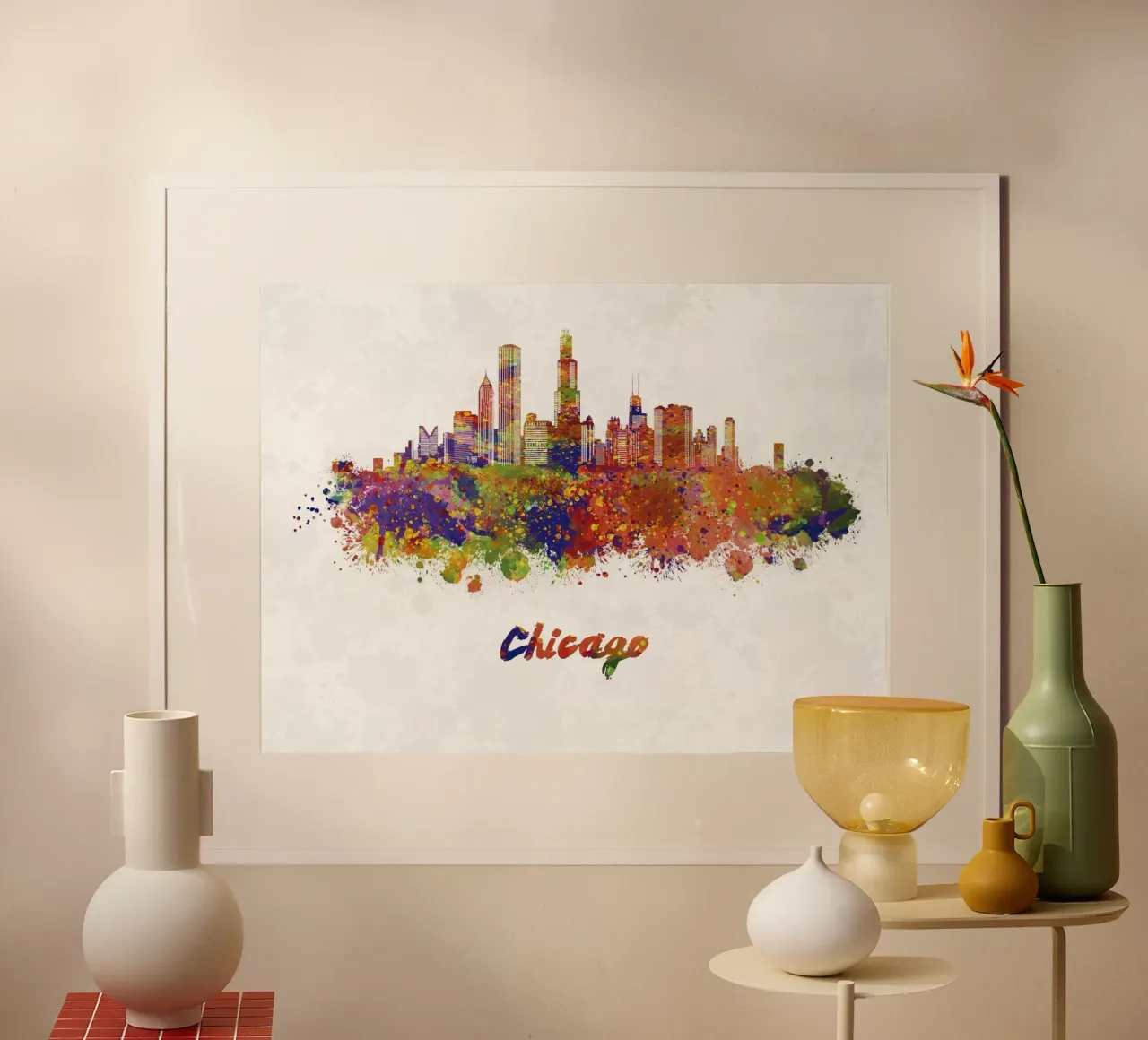Lo skyline di Chicago in acquerello carta hahnemühle da 🎁 ARTVI-SHOP