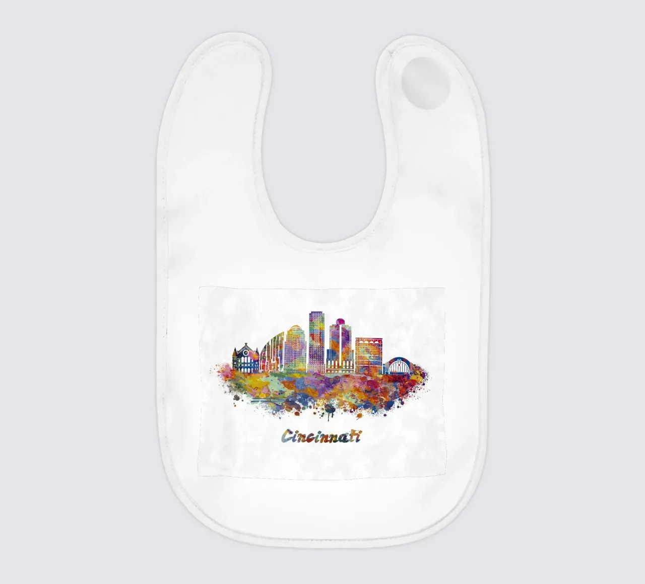 Lo skyline di Cincinnati in acquerello bavaglino da ARTVI-SHOP
