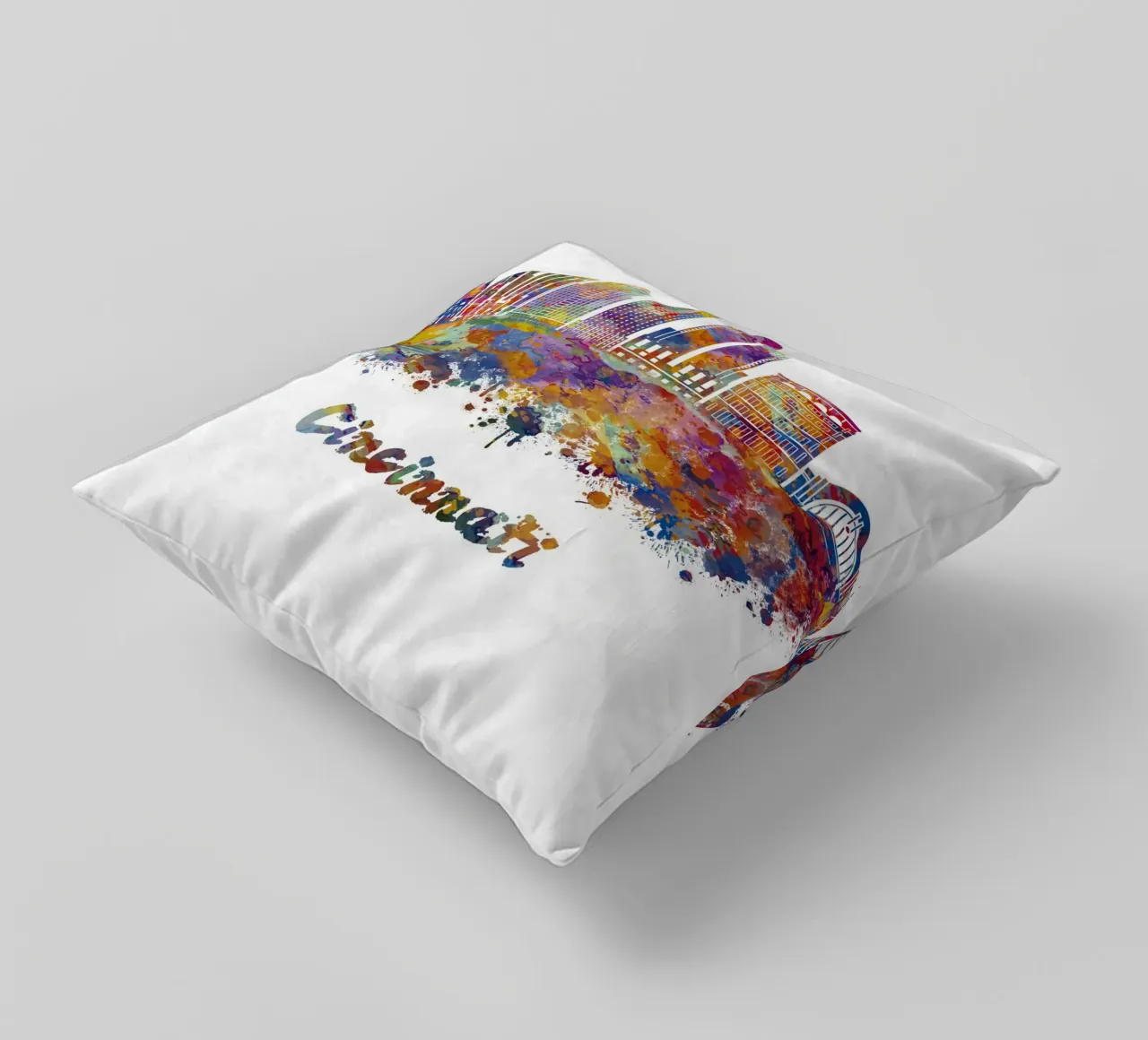 Lo skyline di Cincinnati in acquerello cuscino da ARTVI-SHOP