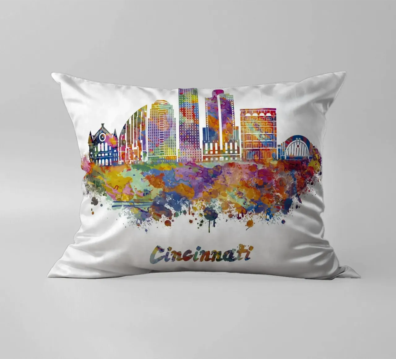 Lo skyline di Cincinnati in acquerello cuscino da ARTVI-SHOP