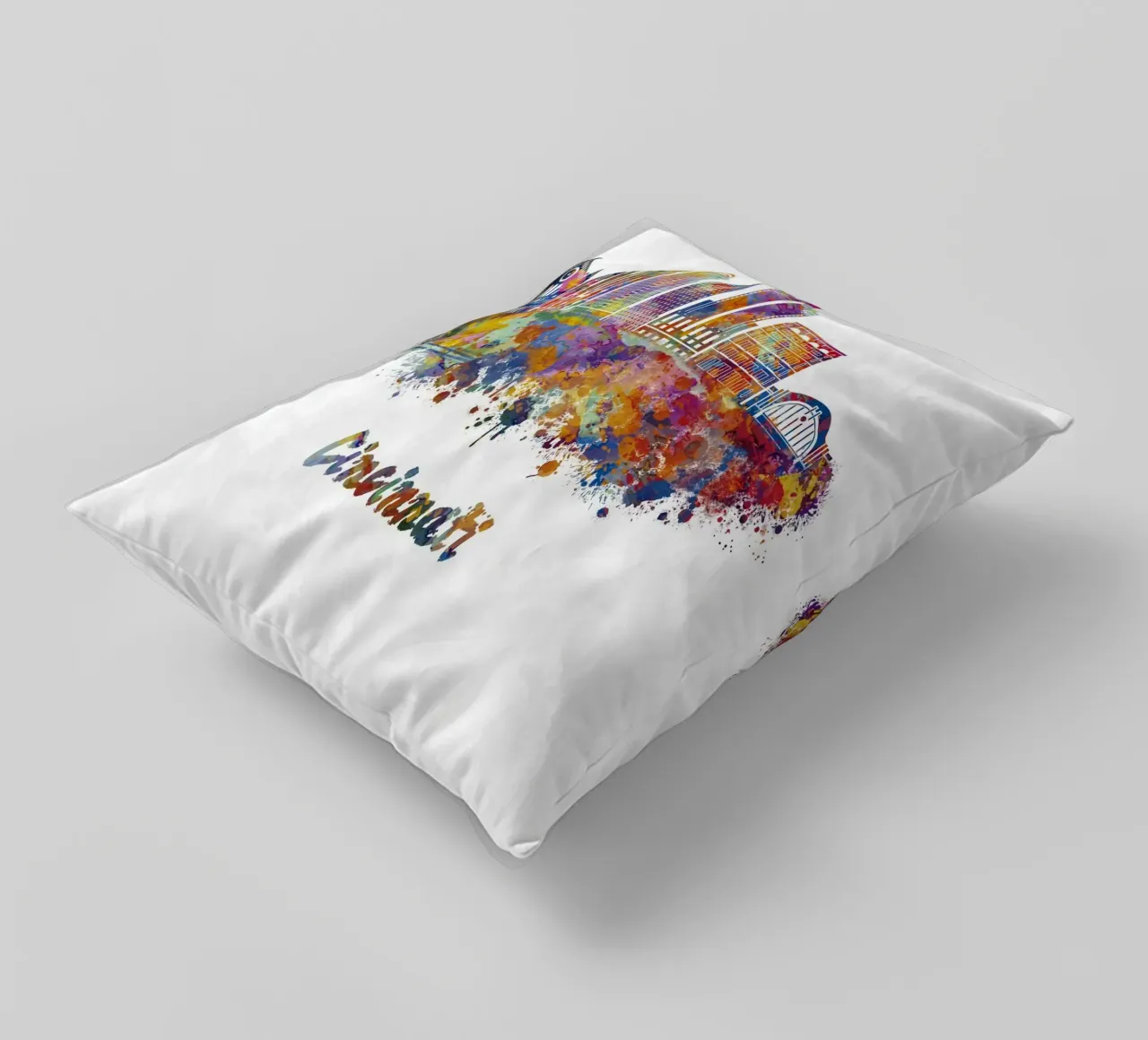 Lo skyline di Cincinnati in acquerello cuscino da ARTVI-SHOP