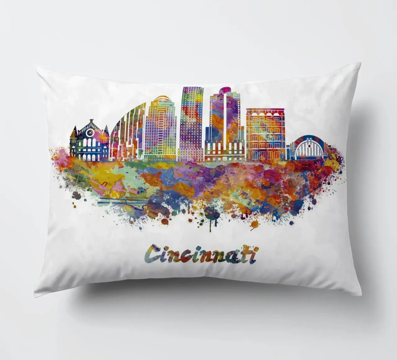 Lo skyline di Cincinnati in acquerello cuscino da ARTVI-SHOP