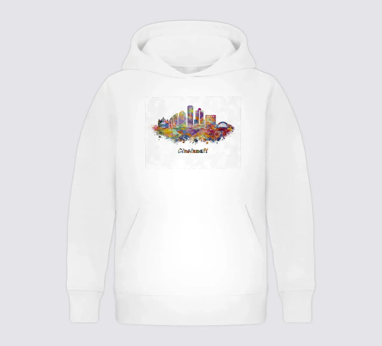 Lo skyline di Cincinnati in acquerello felpa bambino con cappuccio da 🎁 ARTVI-SHOP