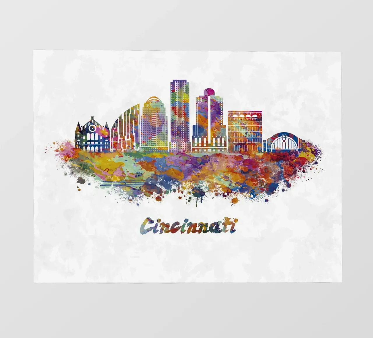 Lo skyline di Cincinnati in acquerello pellicola backlit da ARTVI-SHOP