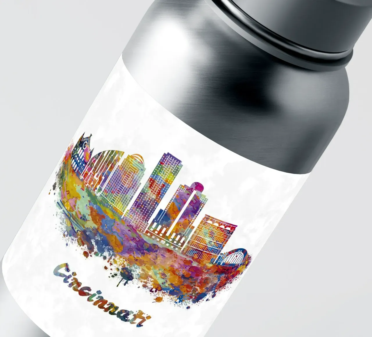 Cincinnati skyline in aquarel sticker van 🎁 ARTVI-SHOP