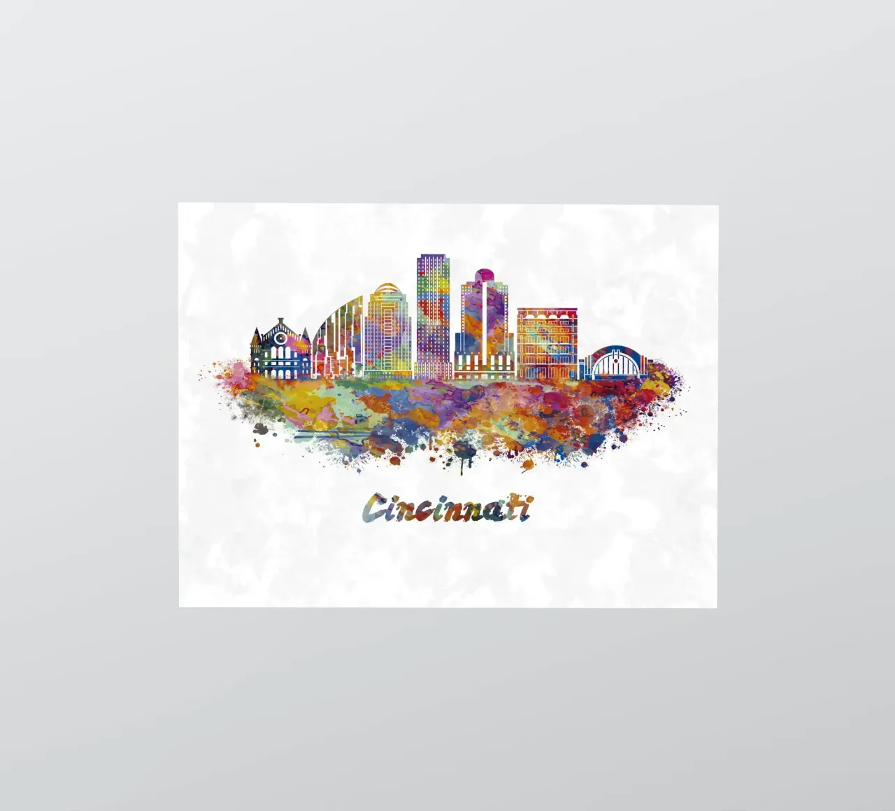 Cincinnati skyline in aquarel sticker van 🎁 ARTVI-SHOP