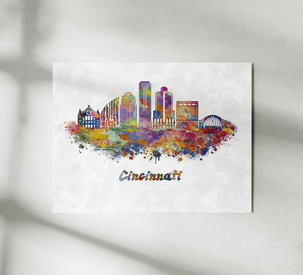 Lo skyline di Cincinnati in acquerello plexiglass da ARTVI-SHOP
