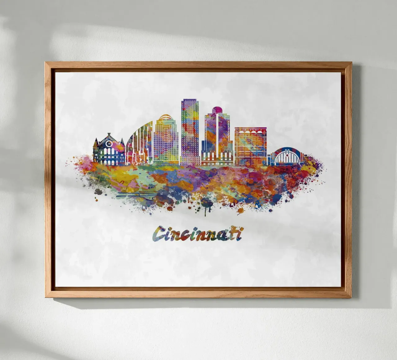 Lo skyline di Cincinnati in acquerello alluminio dibond da ARTVI-SHOP