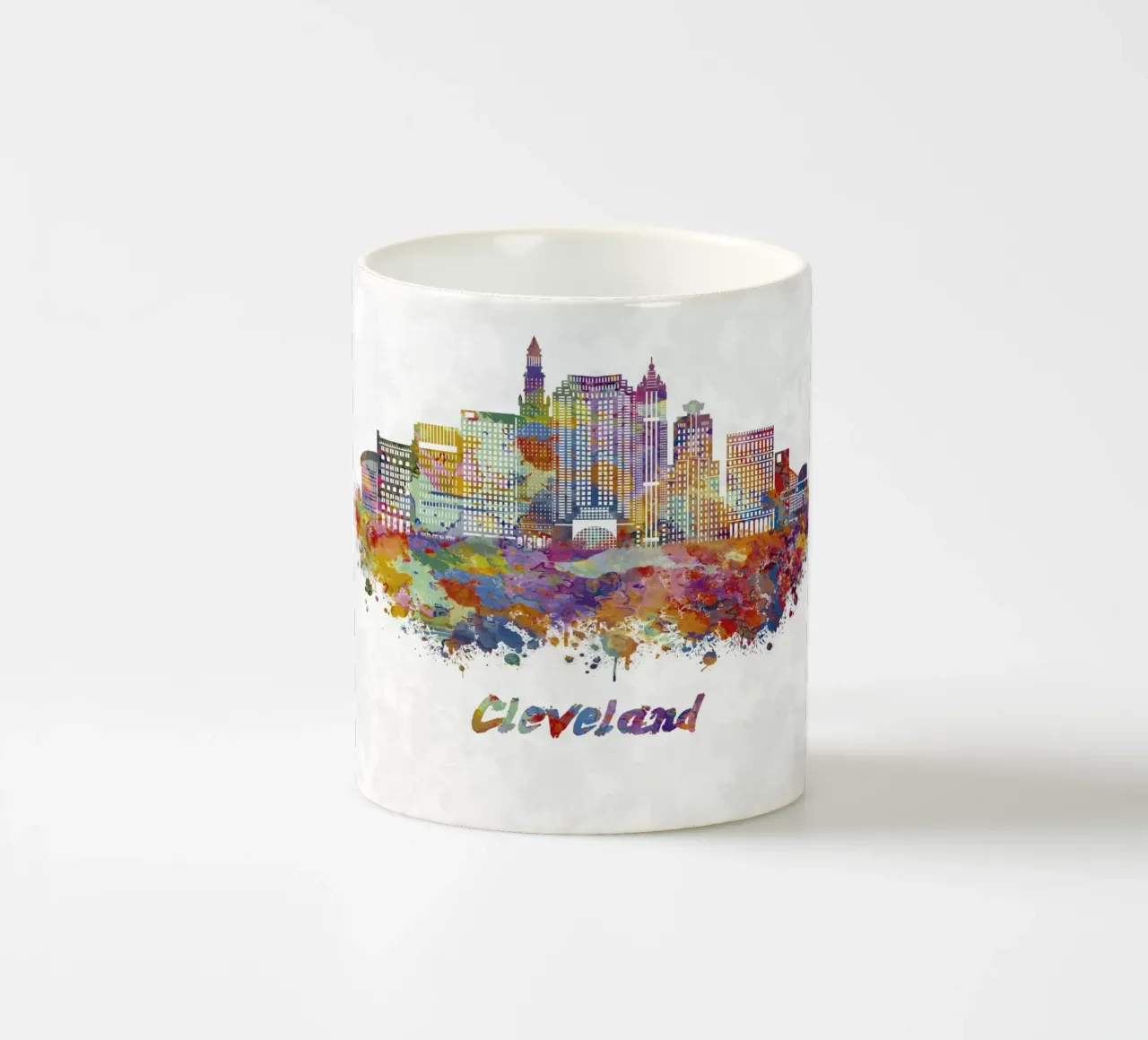 Lo skyline di Cleveland in acquerello tazza in ceramica da 🎁 ARTVI-SHOP