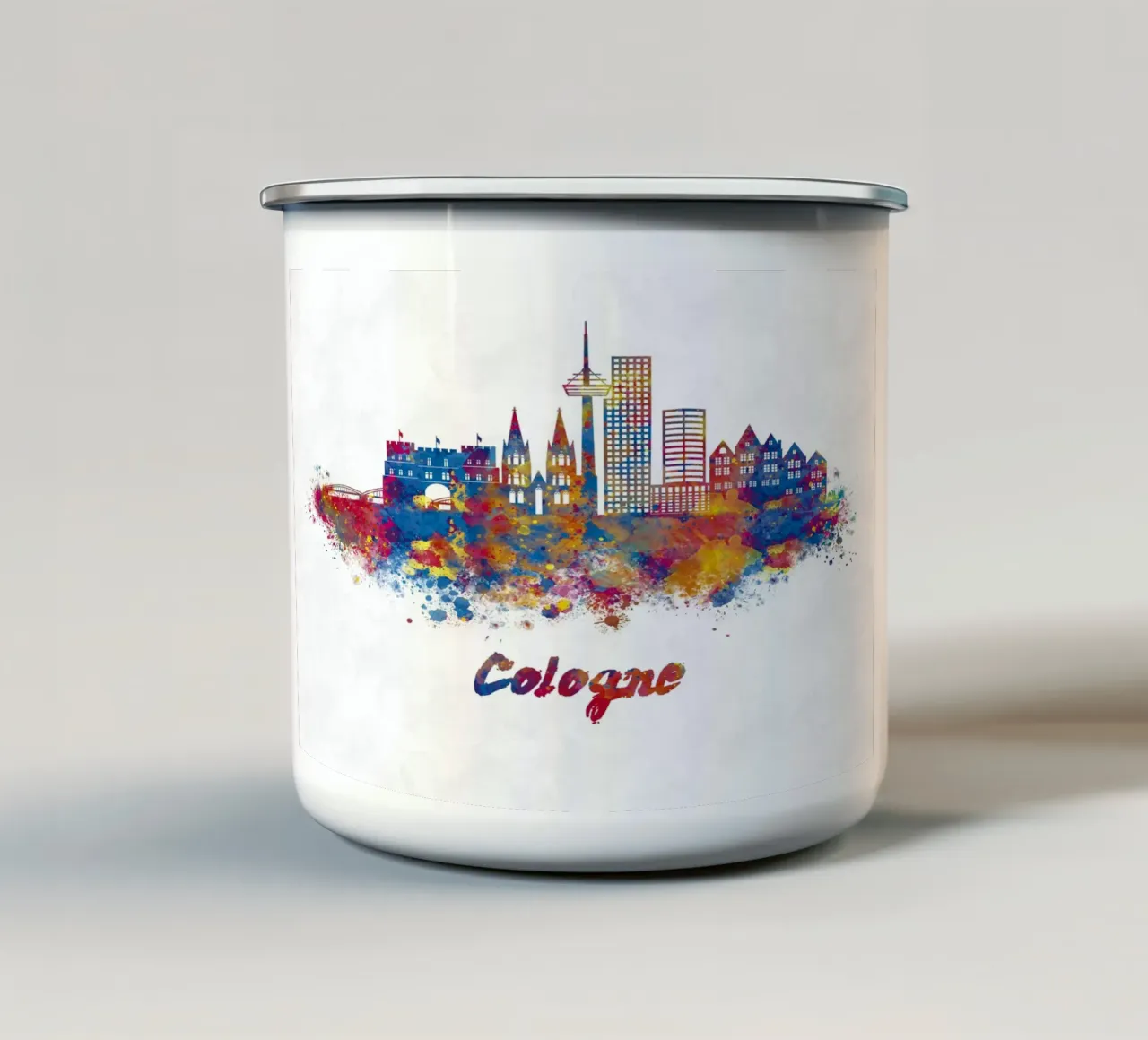 Lo skyline di Colonia in acquerello tazza in smalto da ARTVI-SHOP
