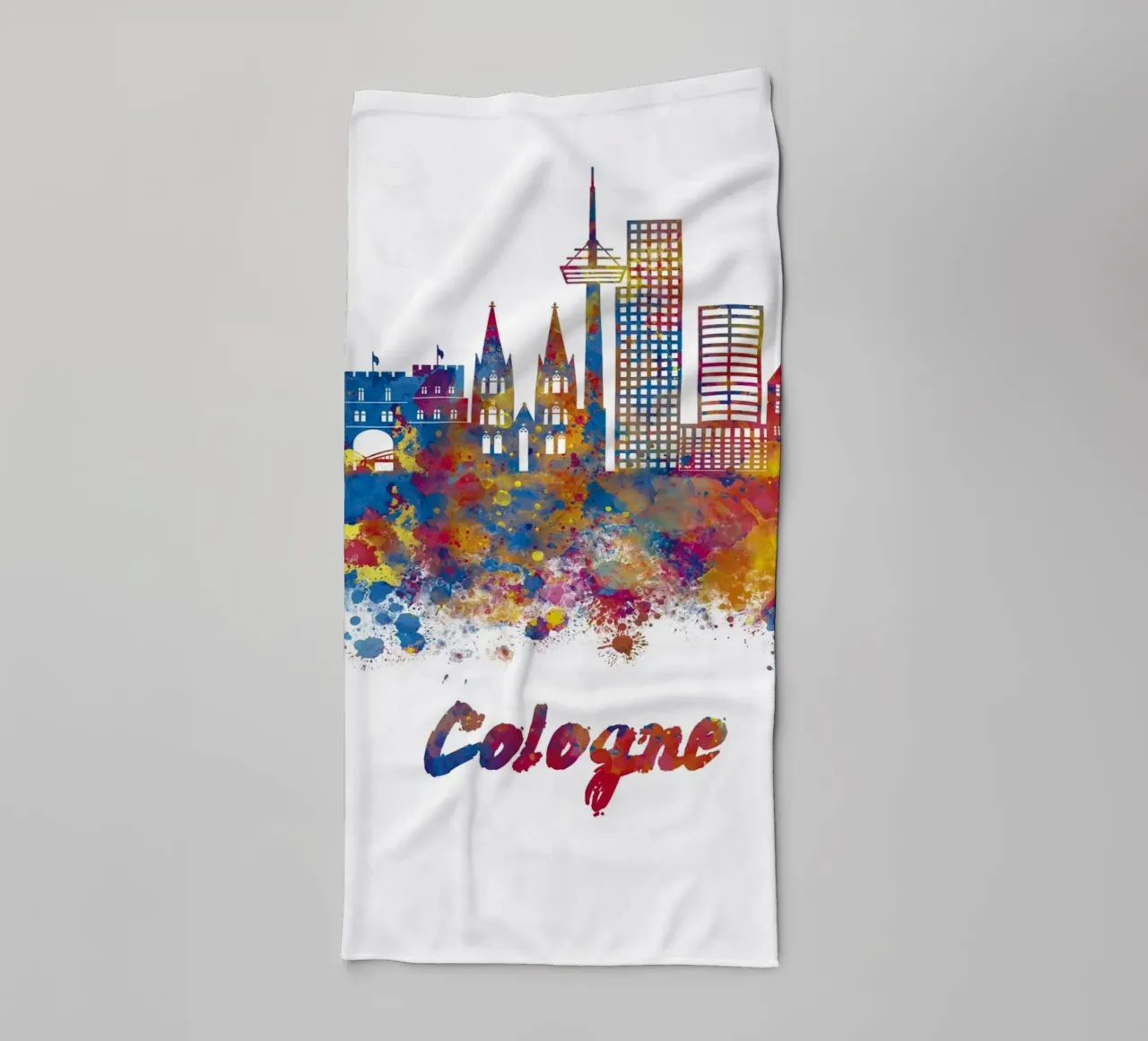 Lo skyline di Colonia in acquerello asciugamano da bagno da 🎁 ARTVI-SHOP