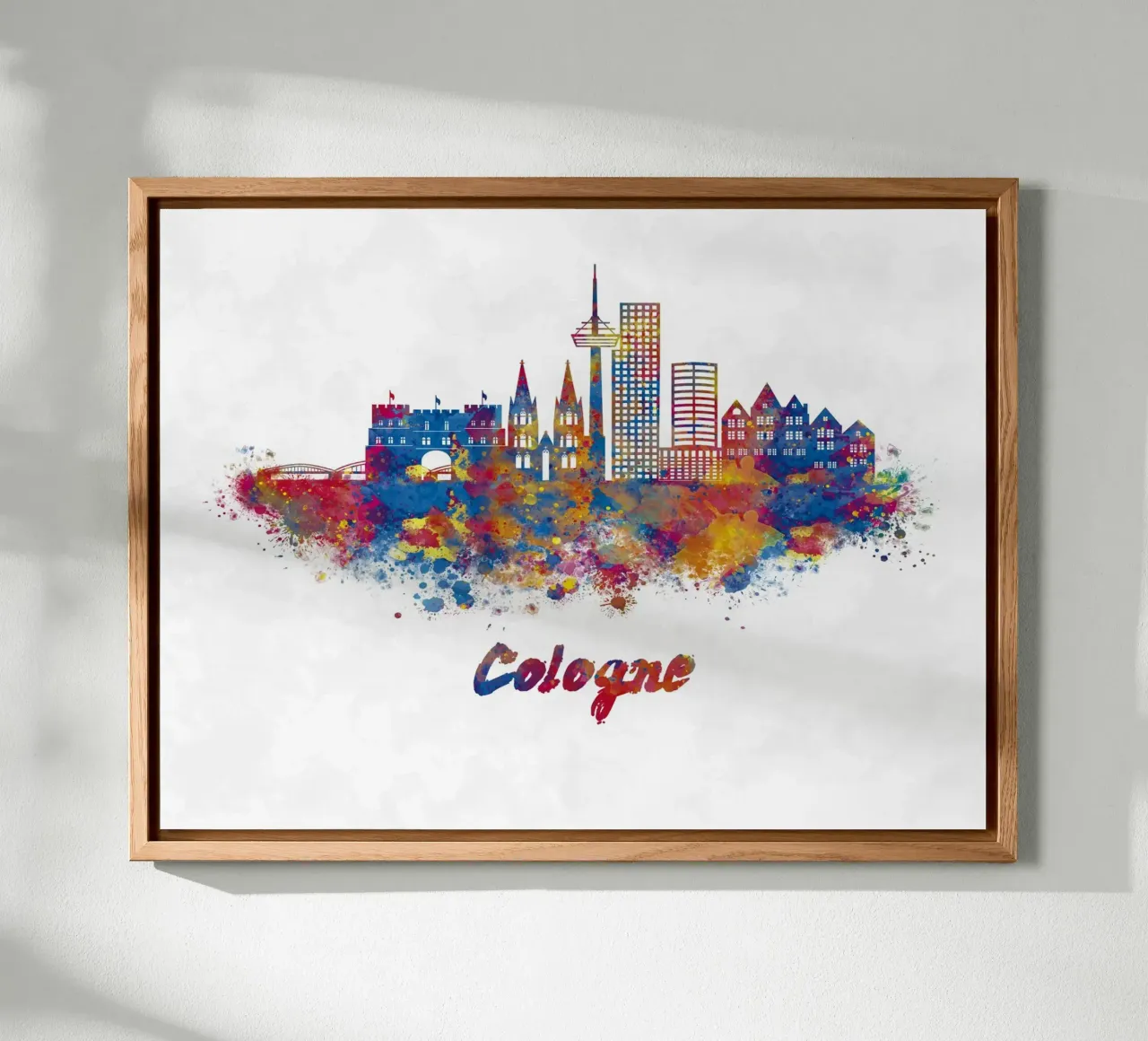 Lo skyline di Colonia in acquerello alluminio dibond da 🎁 ARTVI-SHOP