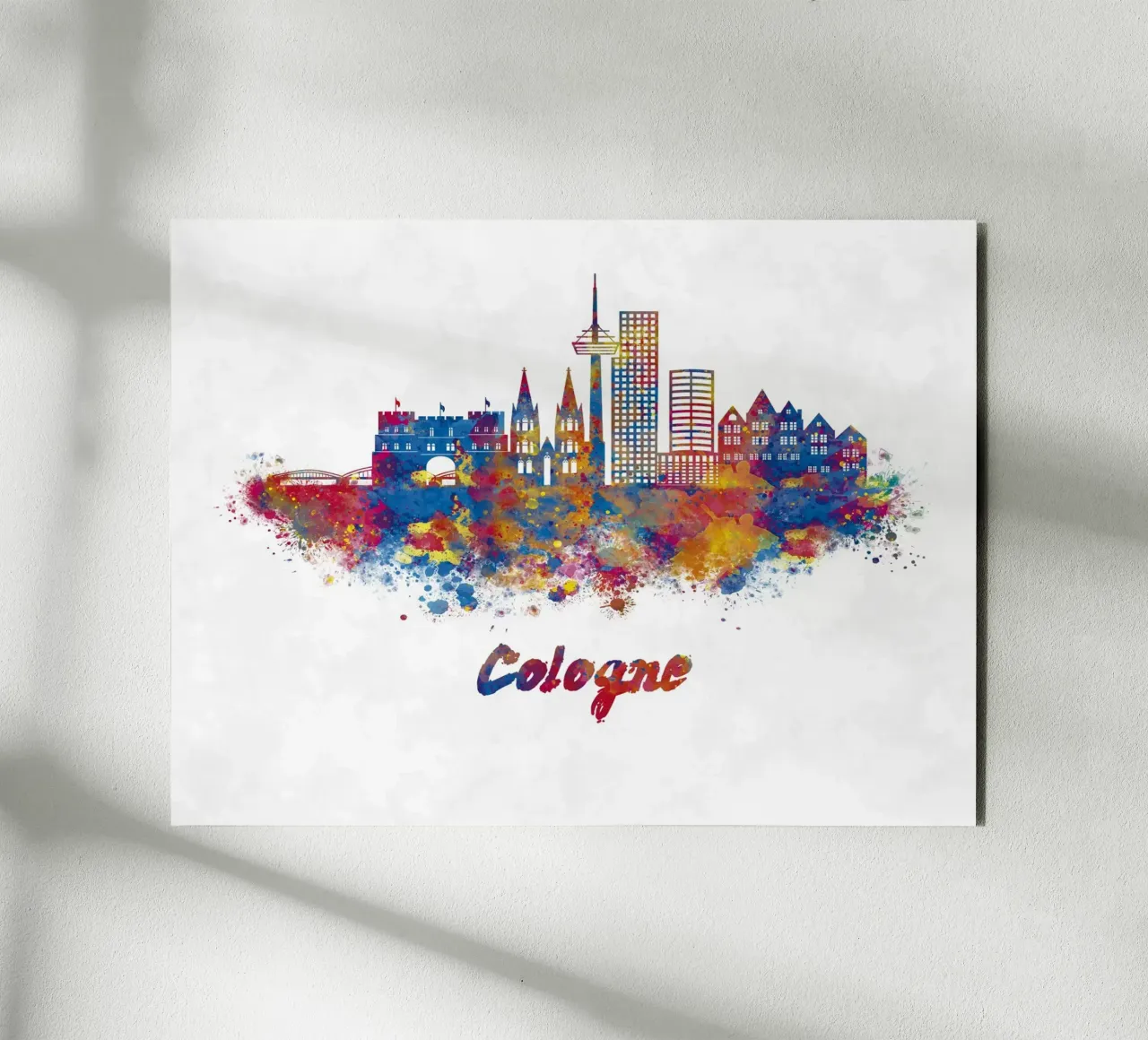 Lo skyline di Colonia in acquerello alluminio dibond da 🎁 ARTVI-SHOP