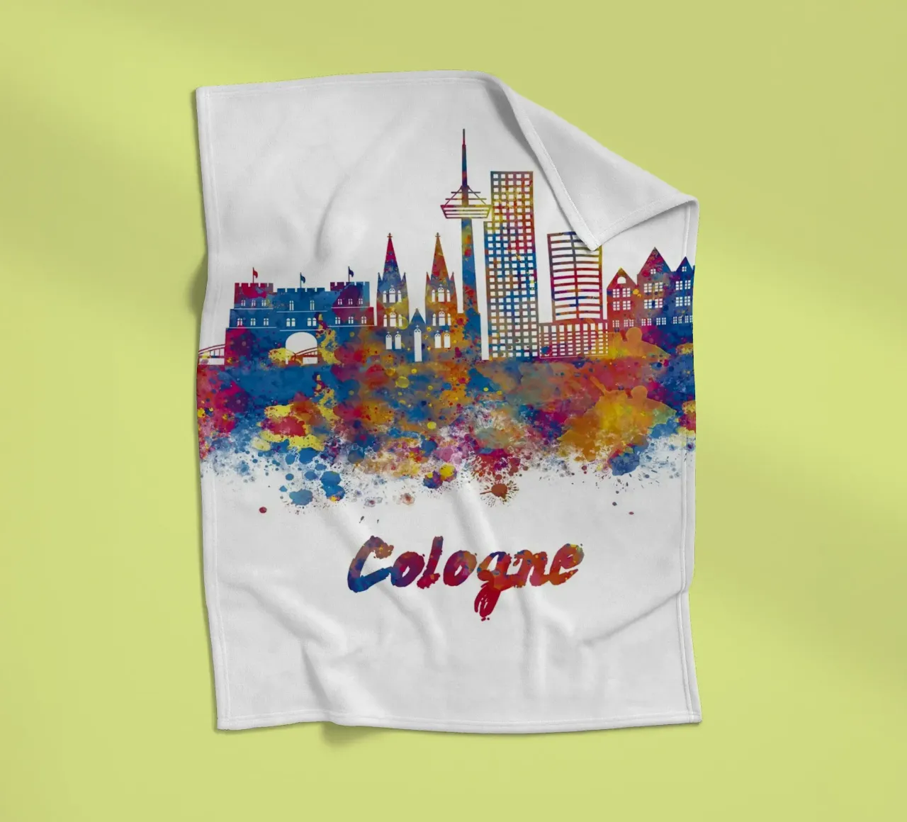 Lo skyline di Colonia in acquerello coperta in pile da 🎁 ARTVI-SHOP