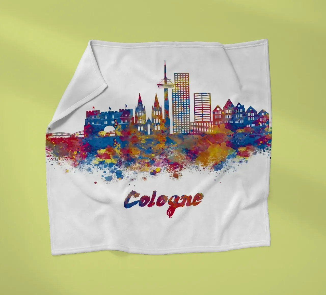 Lo skyline di Colonia in acquerello coperta in pile da 🎁 ARTVI-SHOP