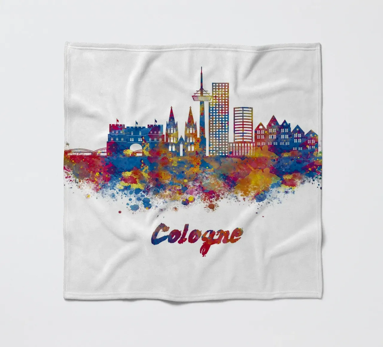 Lo skyline di Colonia in acquerello coperta in pile da 🎁 ARTVI-SHOP