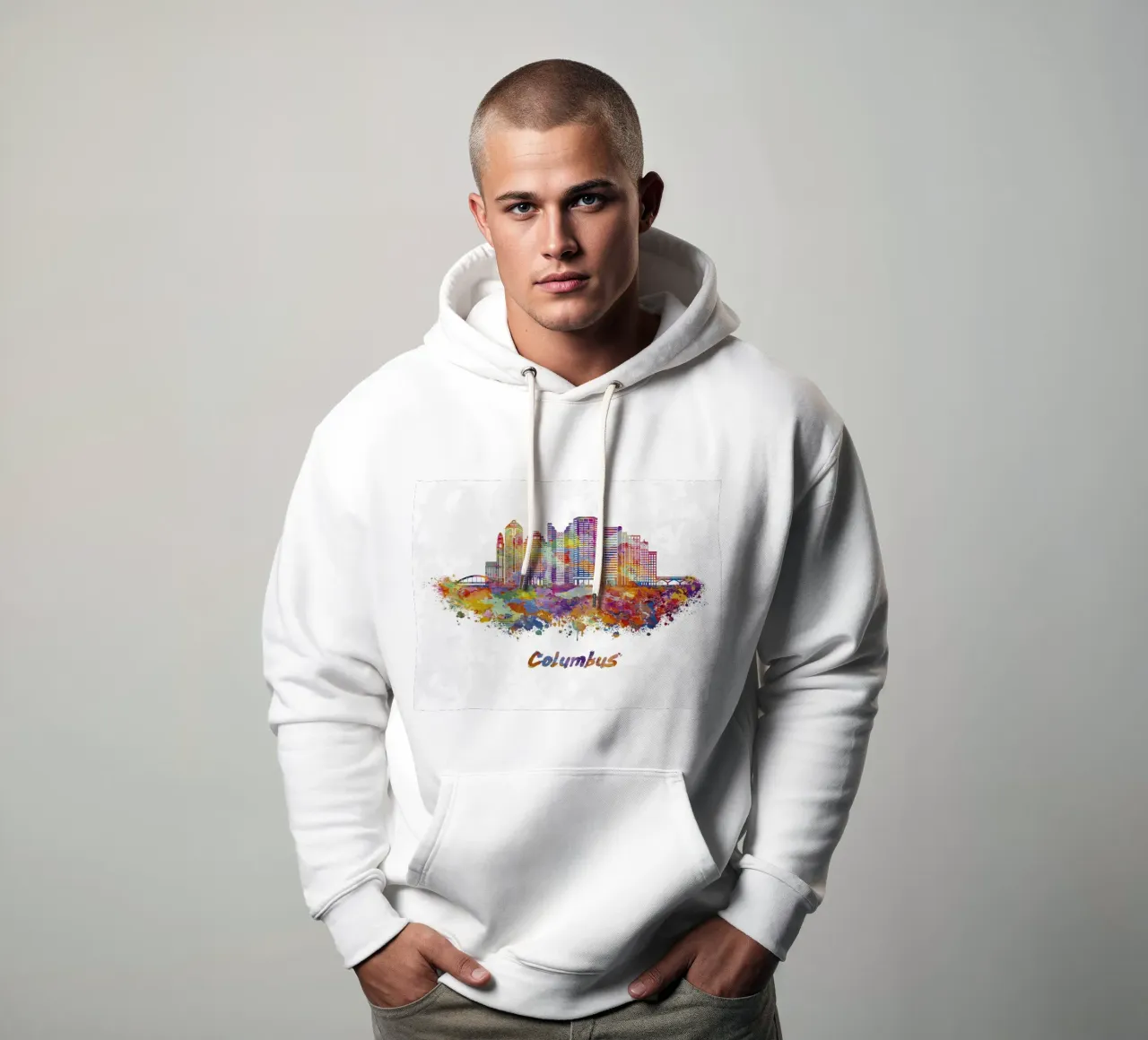 Lo skyline di Colombo in acquerello felpa con cappuccio da ARTVI-SHOP