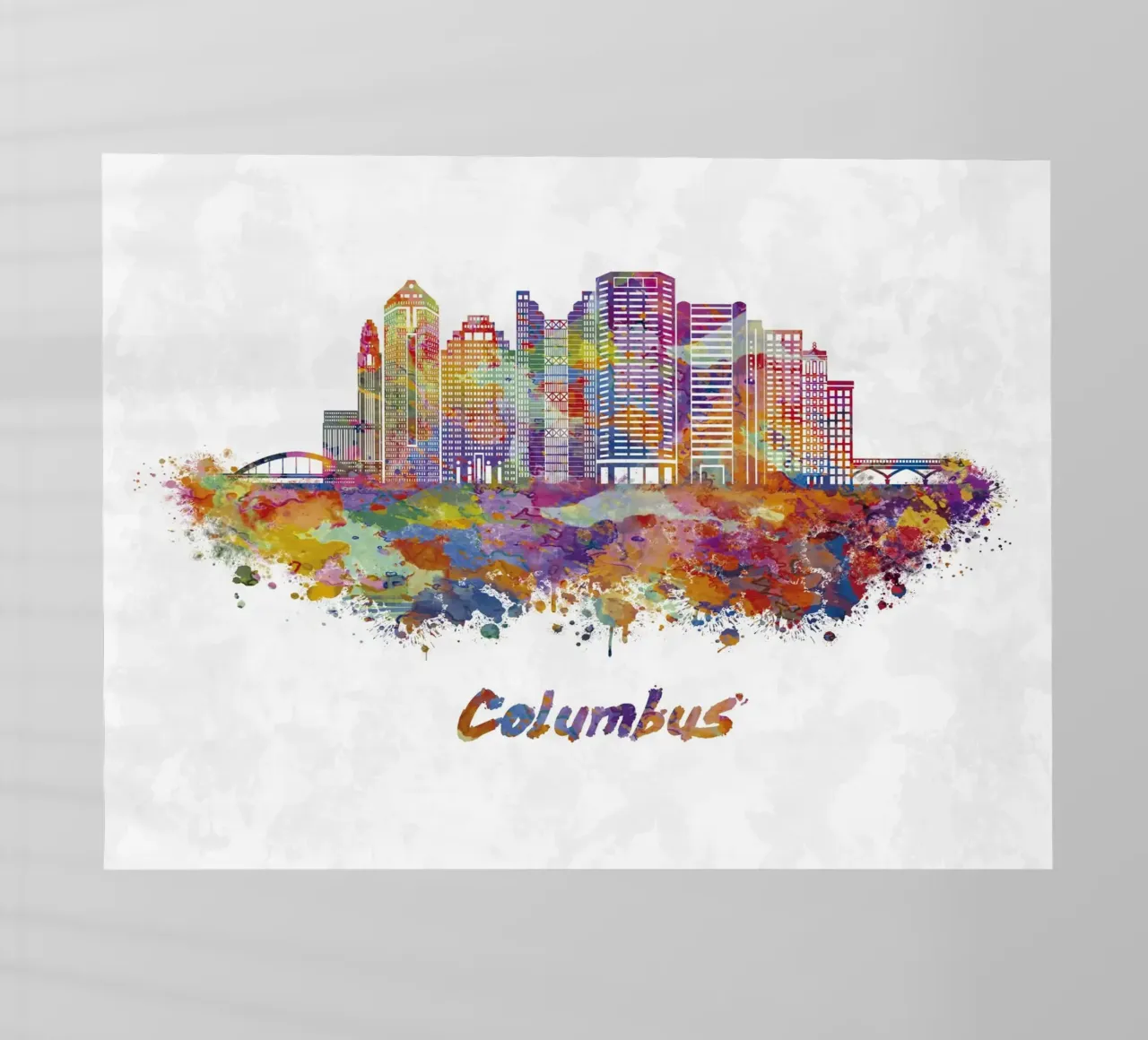 Lo skyline di Colombo in acquerello pellicola backlit da ARTVI-SHOP