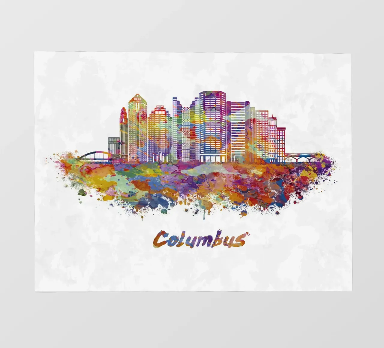 Lo skyline di Colombo in acquerello pellicola backlit da ARTVI-SHOP