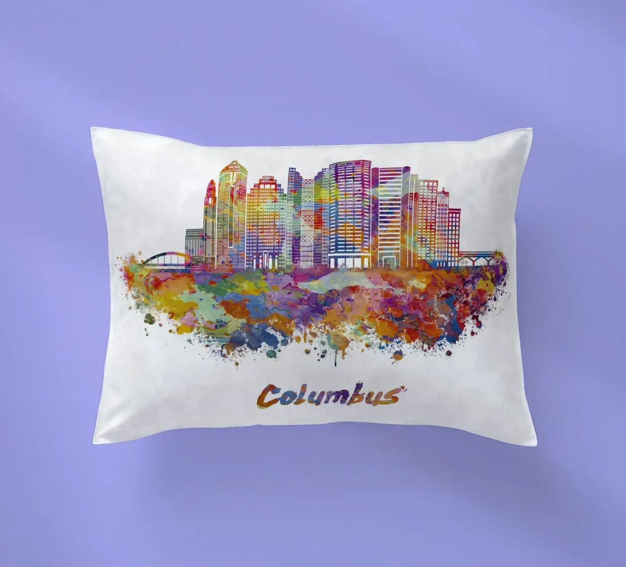 Lo skyline di Colombo in acquerello cuscino da ARTVI-SHOP