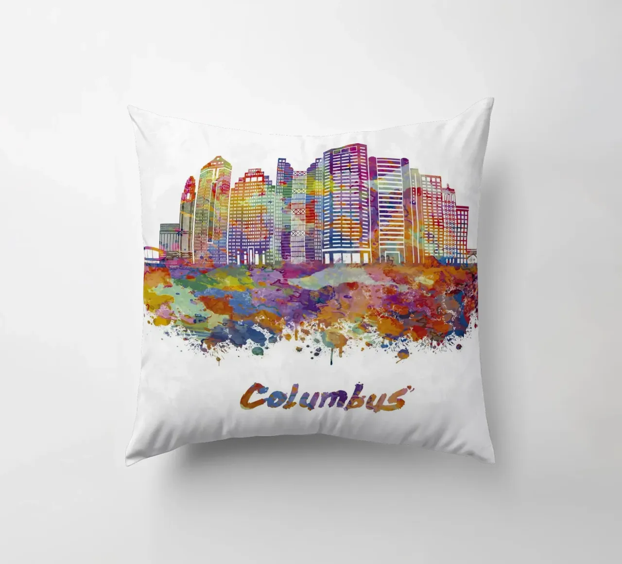 Lo skyline di Colombo in acquerello cuscino da ARTVI-SHOP