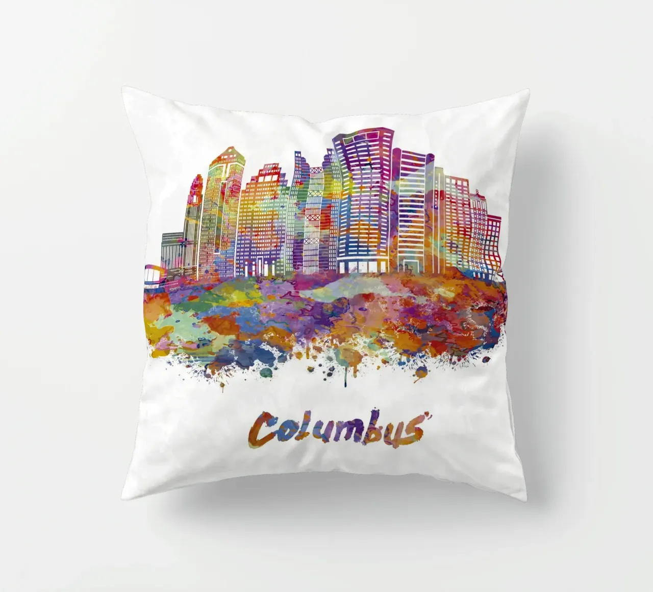 Lo skyline di Colombo in acquerello cuscino da ARTVI-SHOP