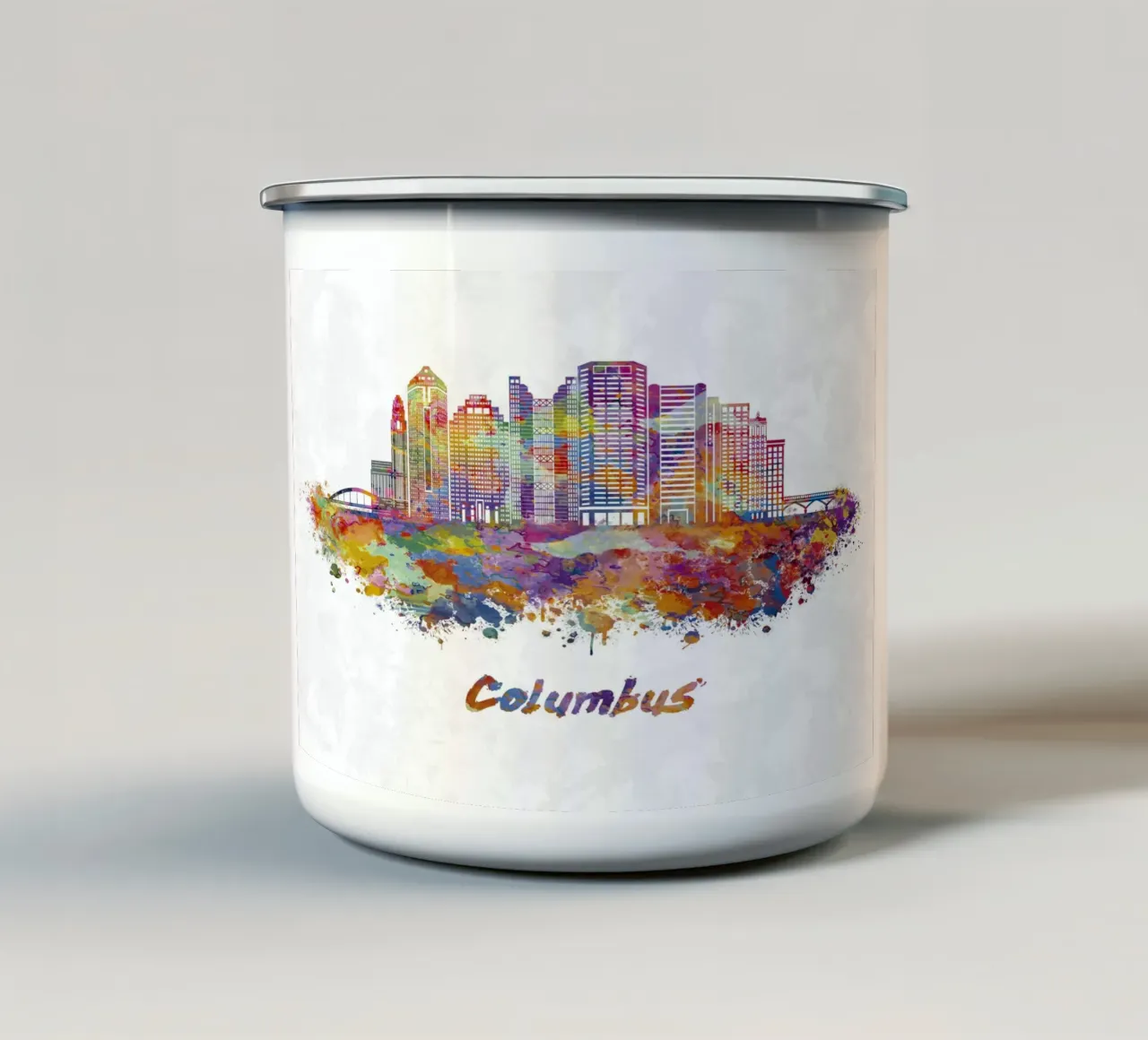 Lo skyline di Colombo in acquerello tazza in smalto da ARTVI-SHOP