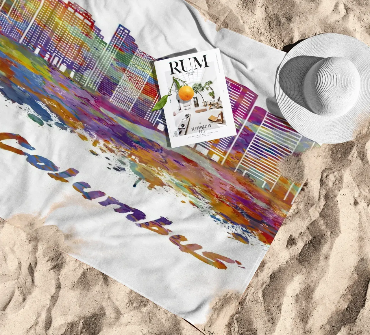 Lo skyline di Colombo in acquerello telo mare da ARTVI-SHOP
